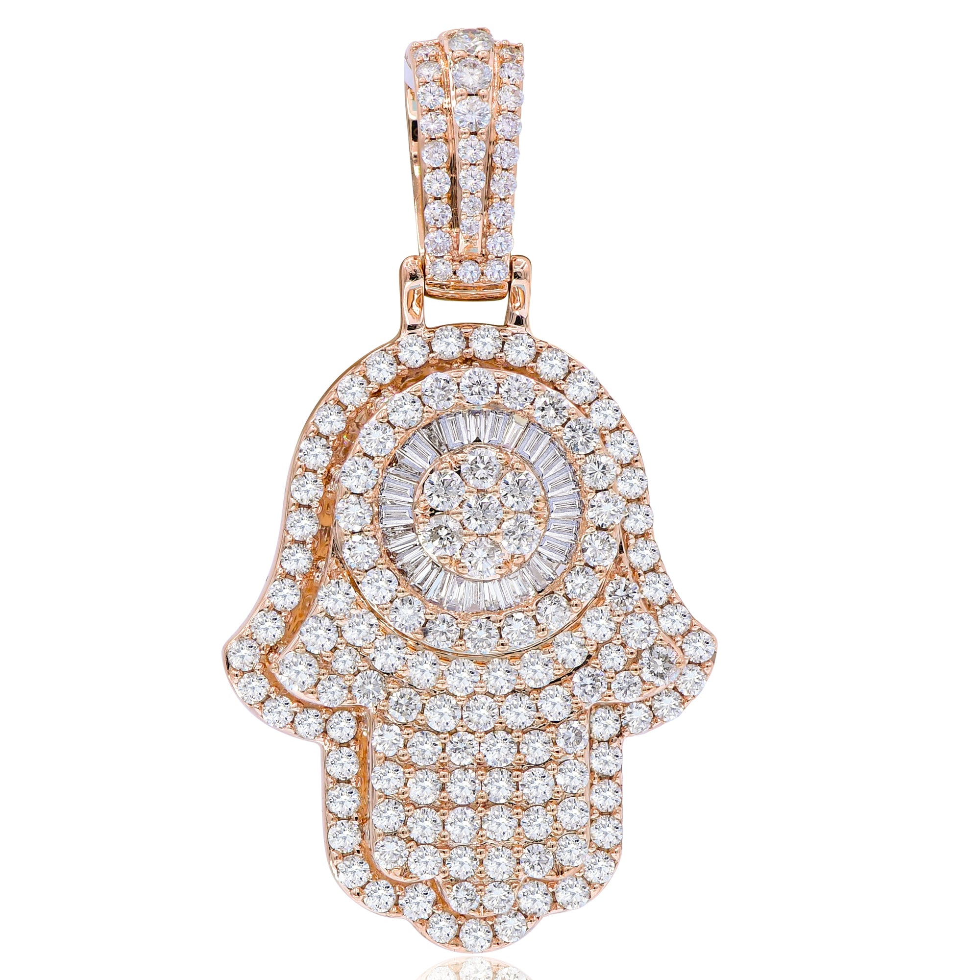 3.04 ct. Diamond 14K Rose Gold Hamsa Charm Pendant