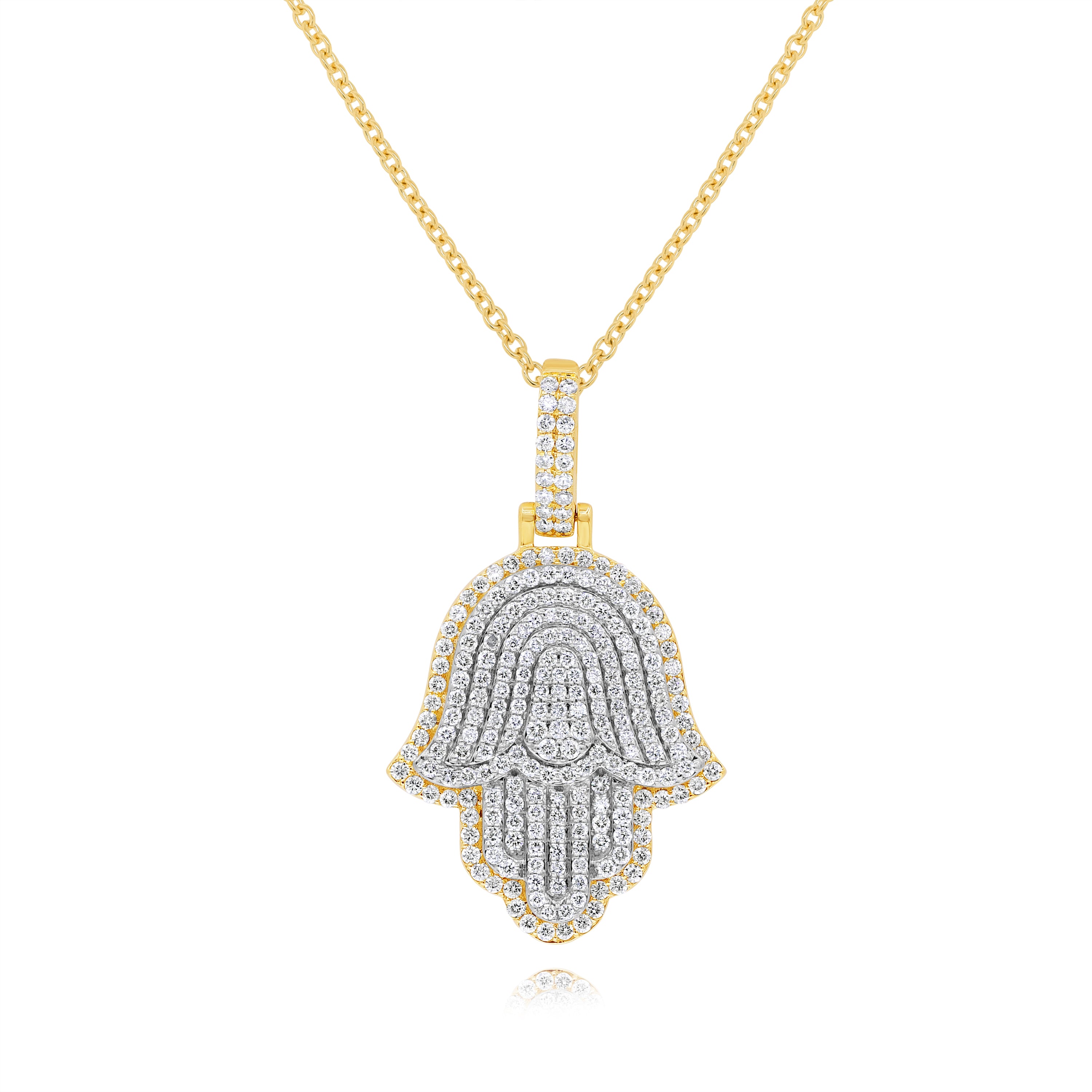 2.23 ct. Diamond 14K Two Tone Gold Hamsa Charm Pendant