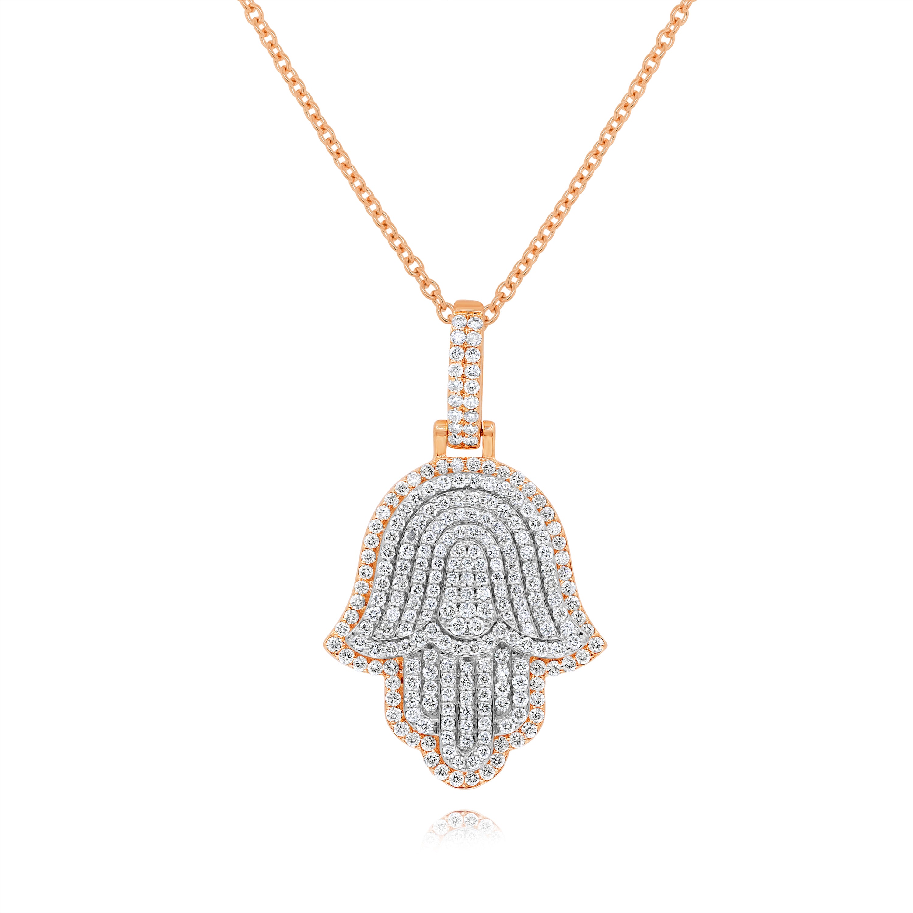 2.24 ct. Diamond 14K Two Tone Gold Hamsa Charm Pendant