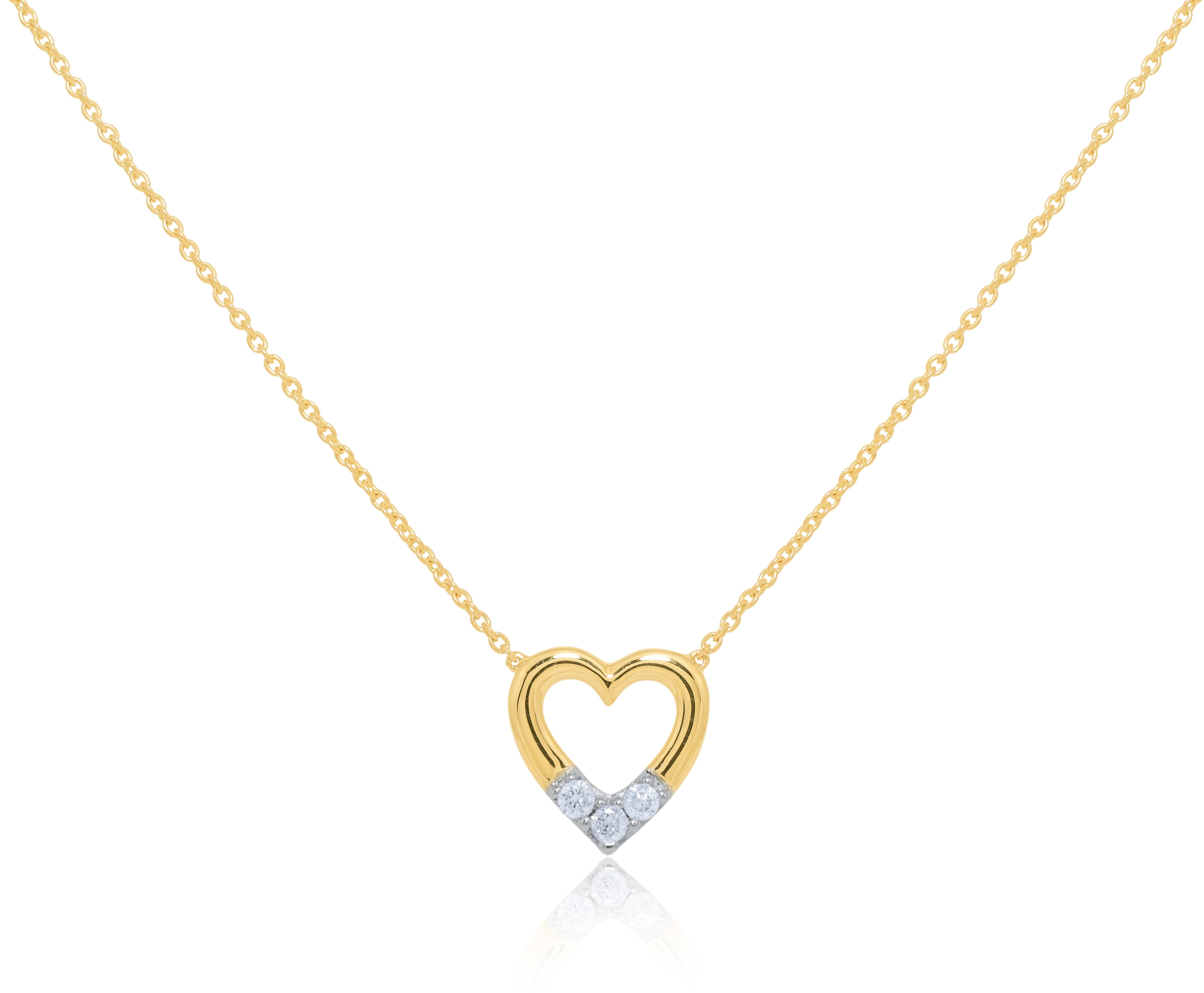 0.13 ct. Diamond 14K Yellow Gold Heart Necklace