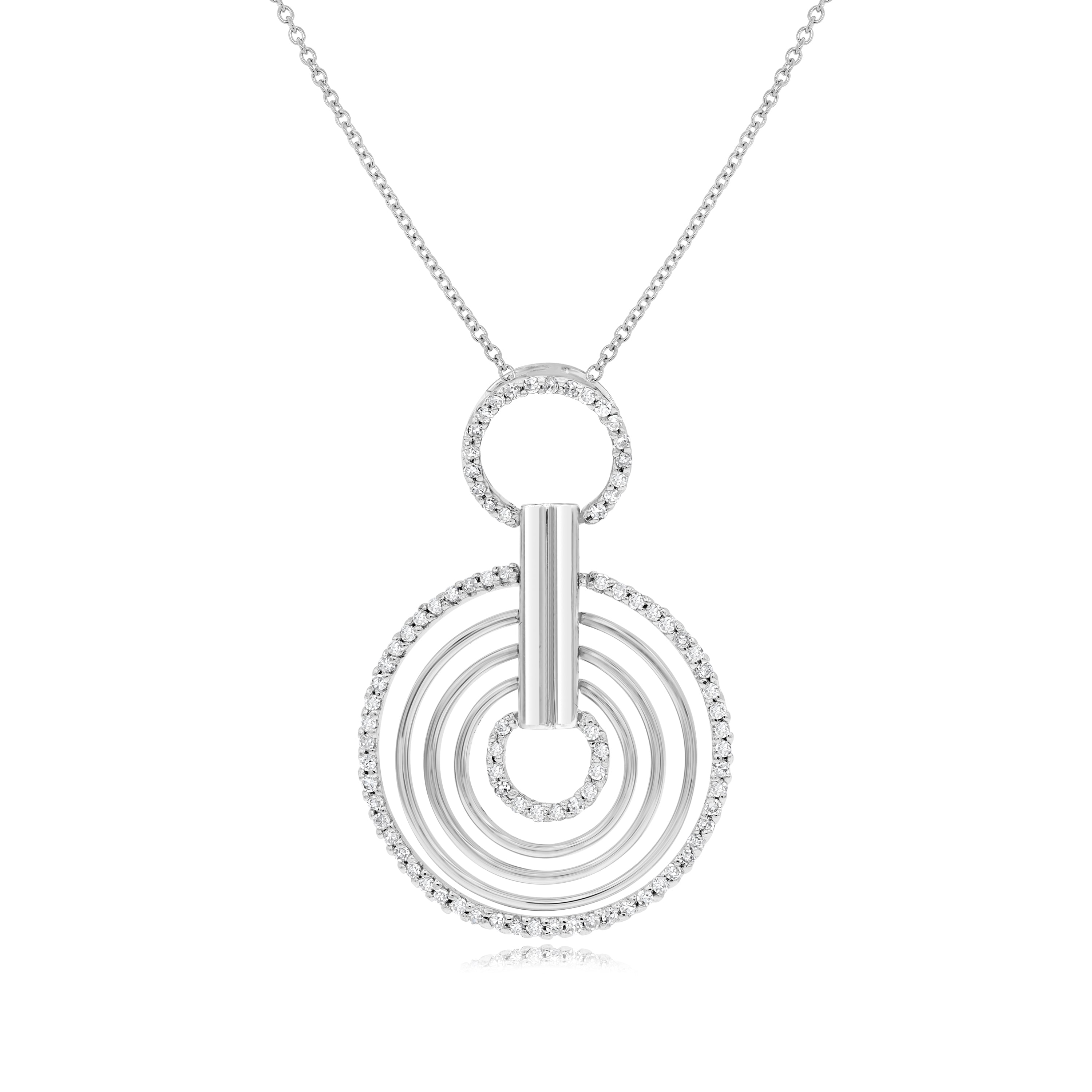 0.36 ct. Diamond 14K White Gold 3D Classic Multi Circle Pendant