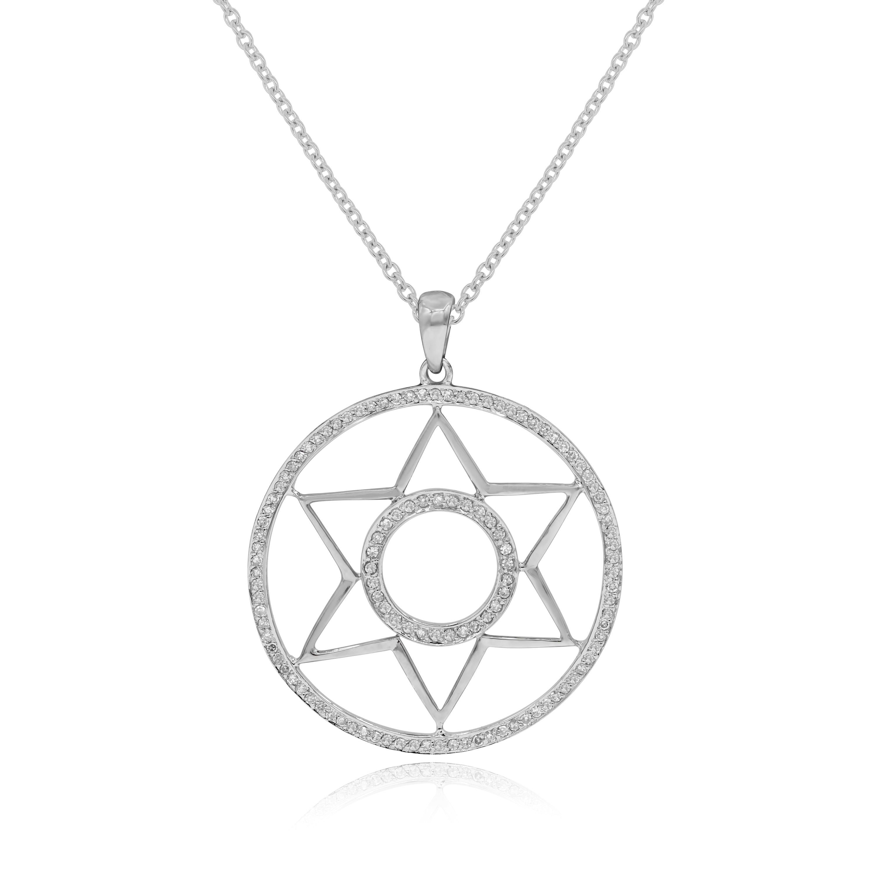 0.59 ct. Diamond 14K White Gold Star of David Pendant