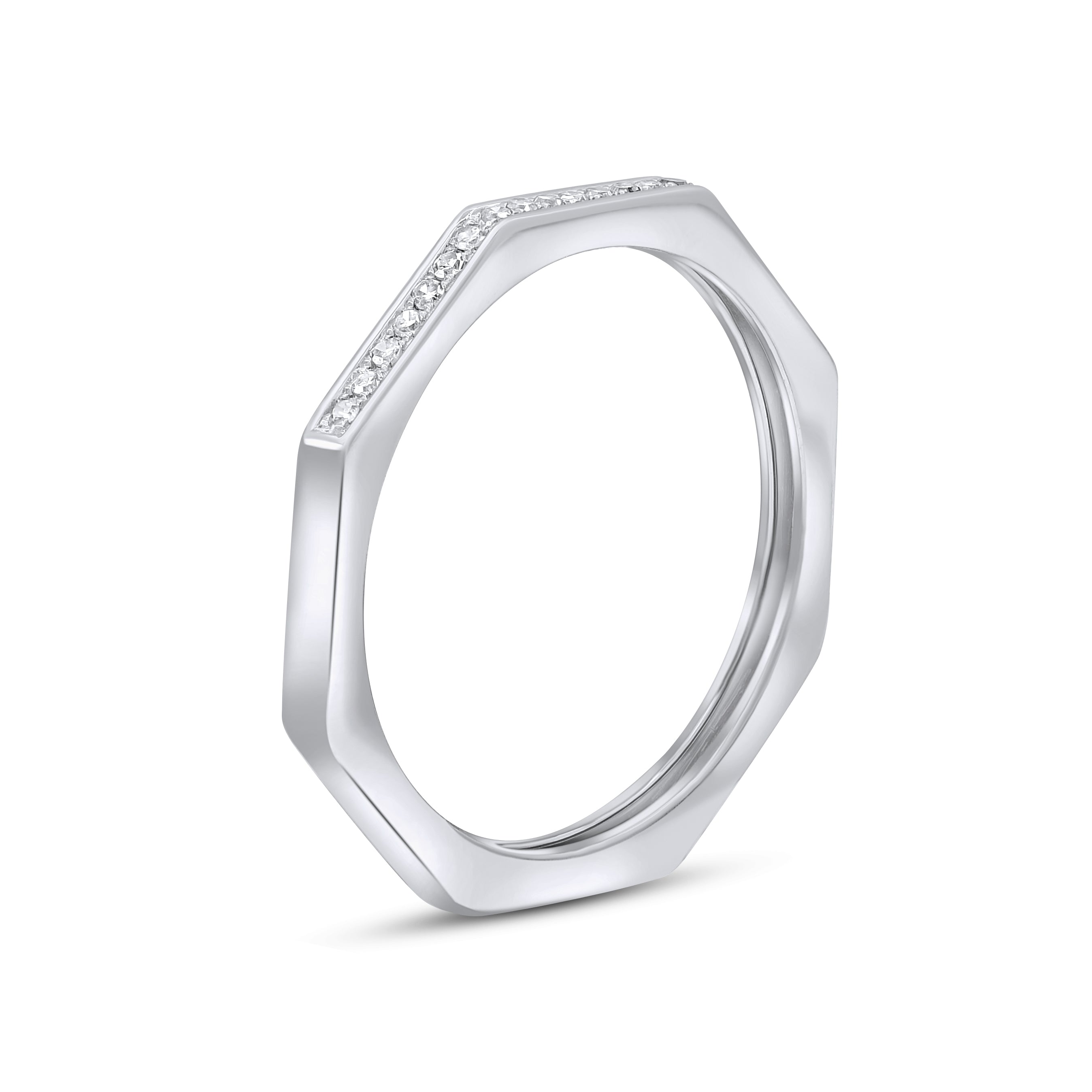 0.09 ct. Diamond 14K White Gold Octagon Band