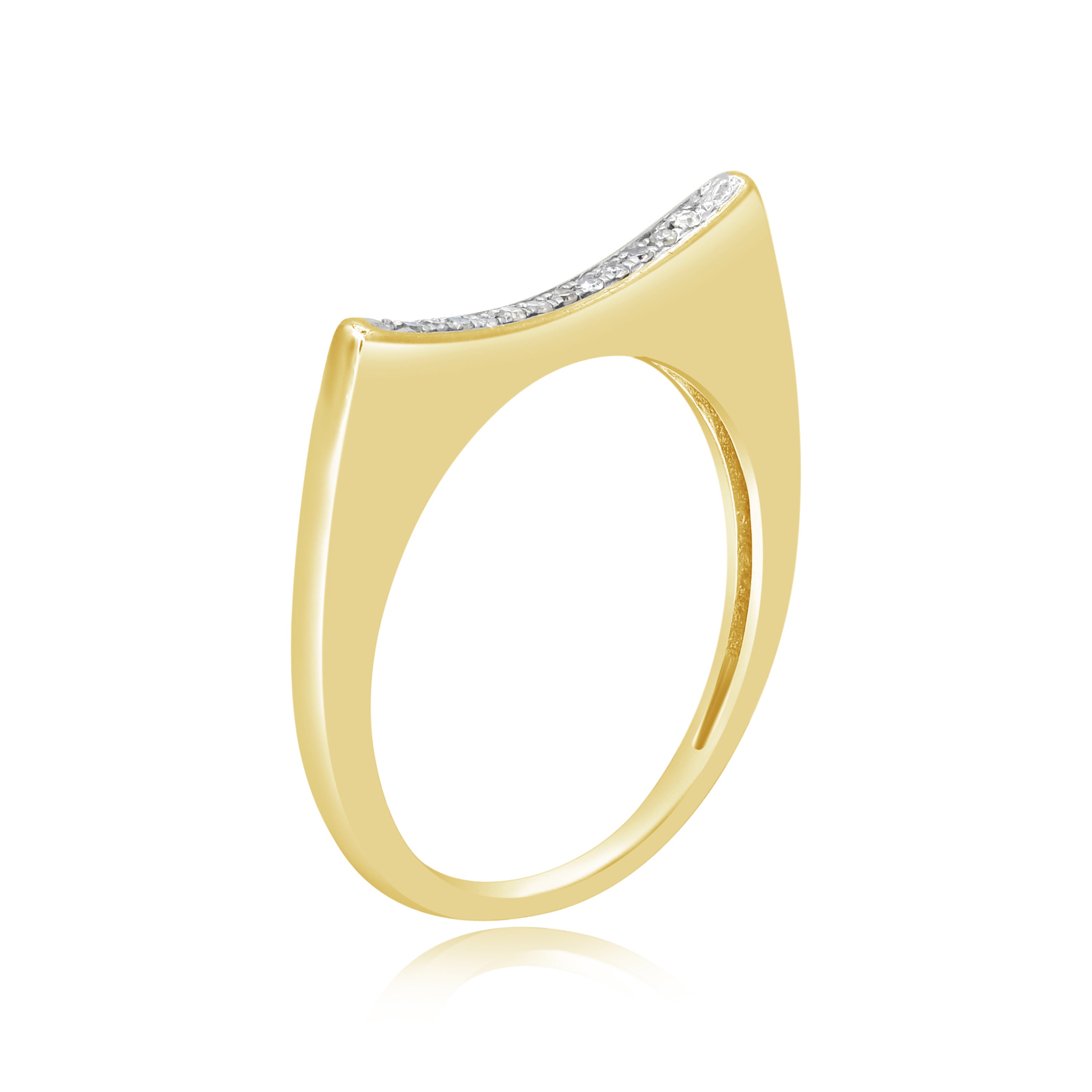 0.05 ct. Diamond 14K Yellow Gold Curved Bar Ring