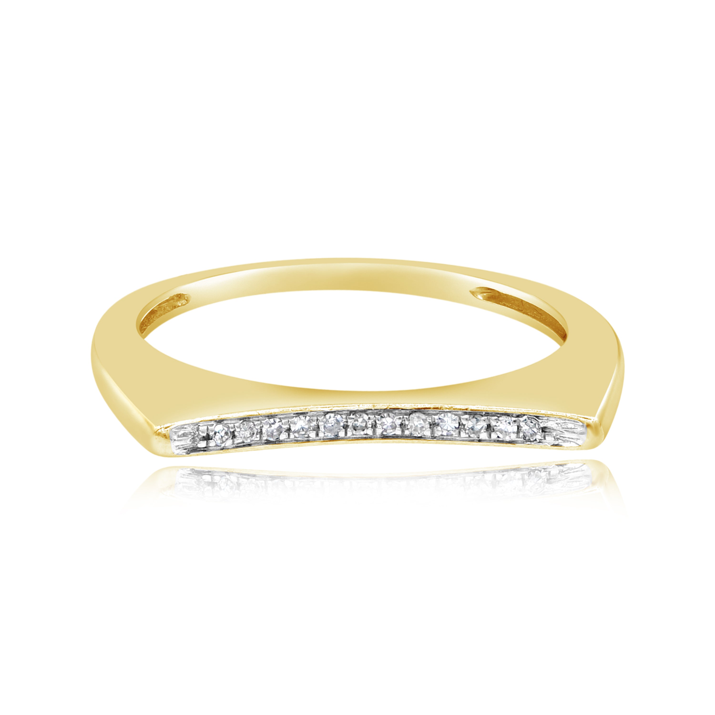 0.05 ct. Diamond 14K Yellow Gold Curved Bar Ring