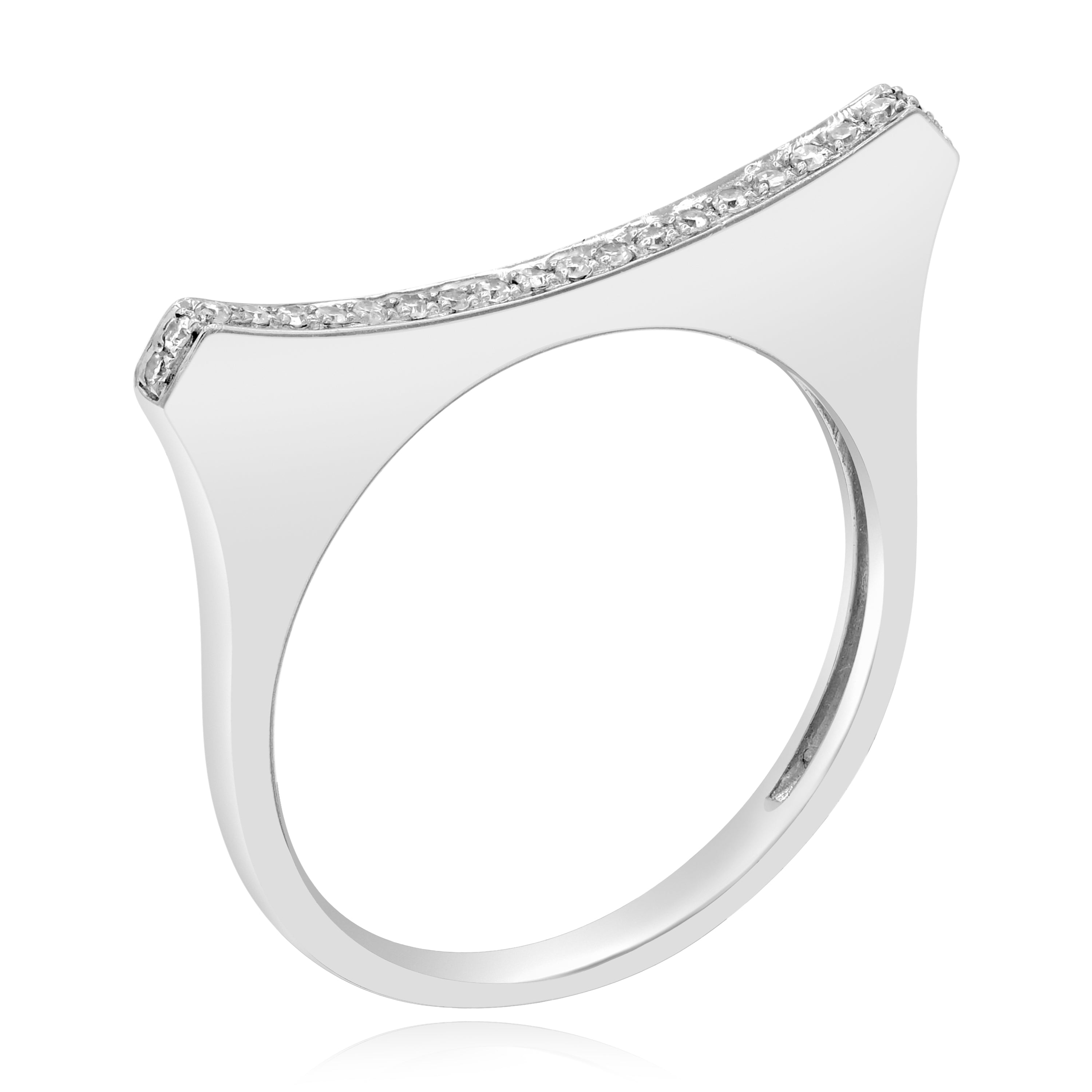 0.09 ct. Diamond 14K White Gold Curved Bar Ring