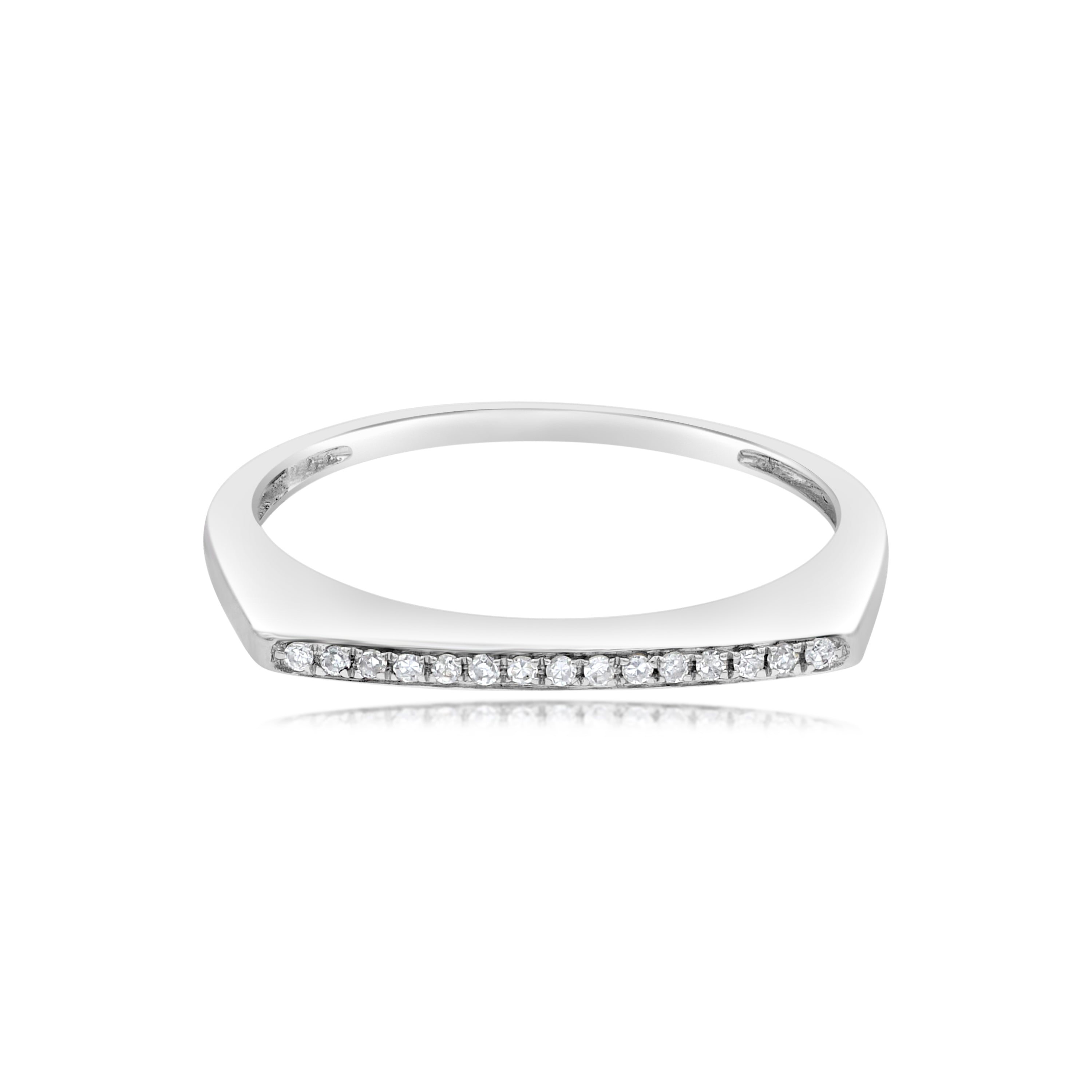 0.06 ct. Diamond 14K White Gold Curved Bar Ring