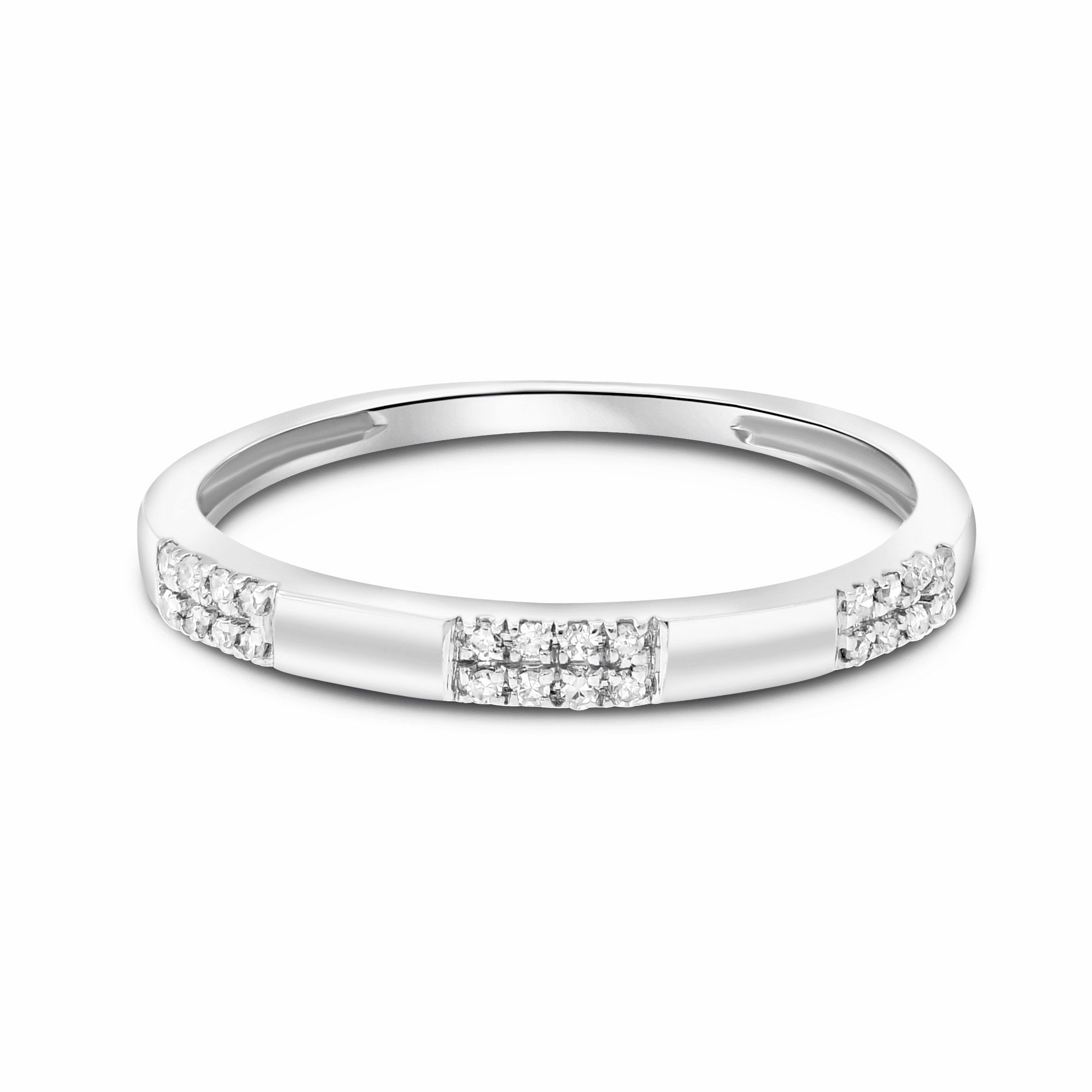 0.07 ct. Diamond 14K White Gold Micropave Semi Eternity Band