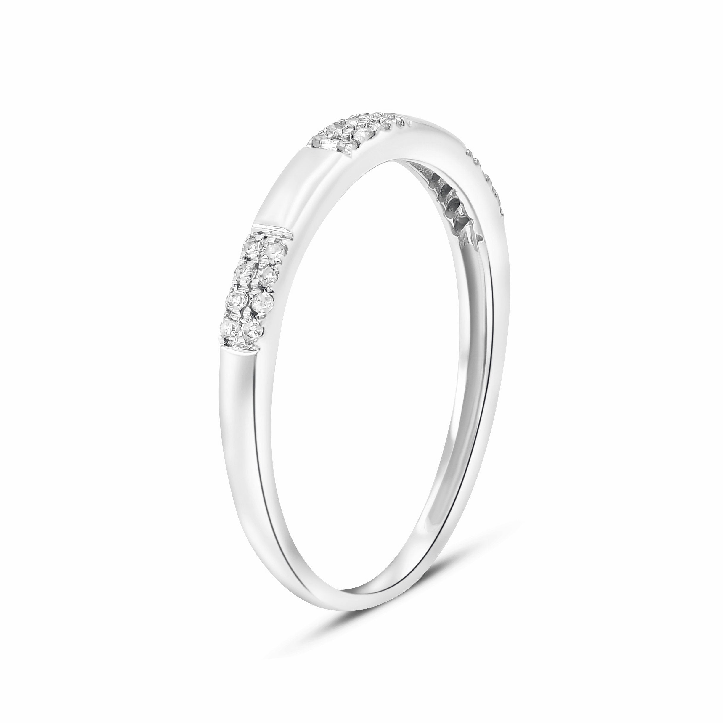 0.07 ct. Diamond 14K White Gold Micropave Semi Eternity Band