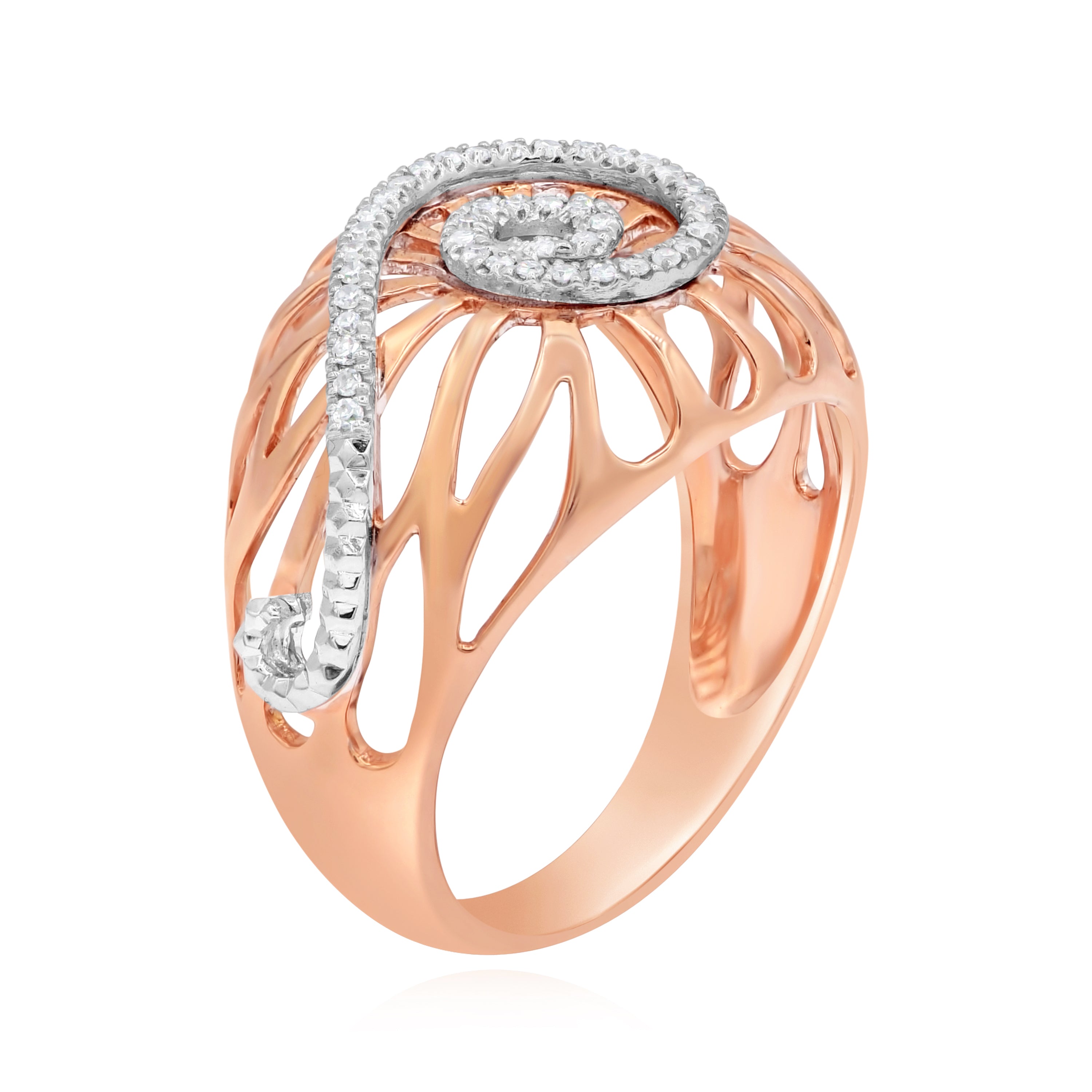 0.12 ct. Diamond 14K Rose Gold Dome Shape Ring