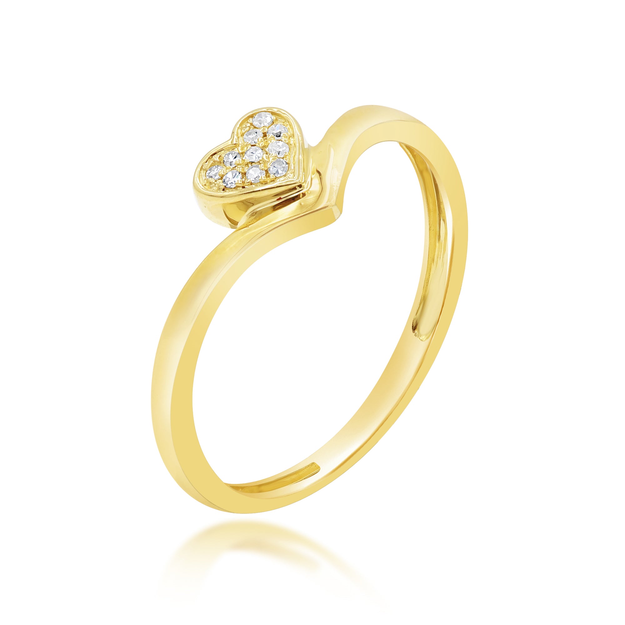 0.05 ct. Diamond 14K Yellow Gold Heart & Chevron Ring