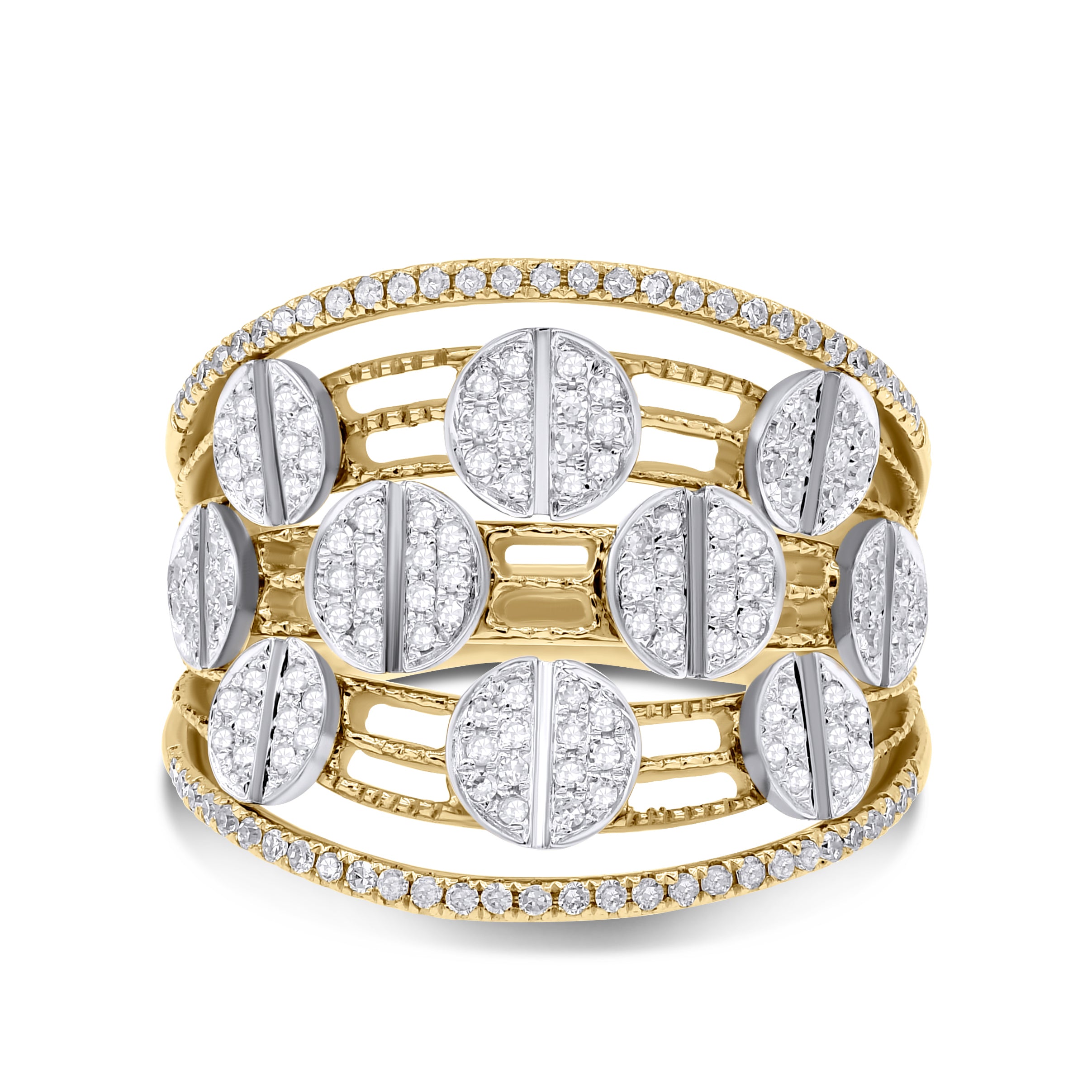 0.5 ct. Diamond 14K Two Tone Gold Multi-Row Pave Scatter Ring