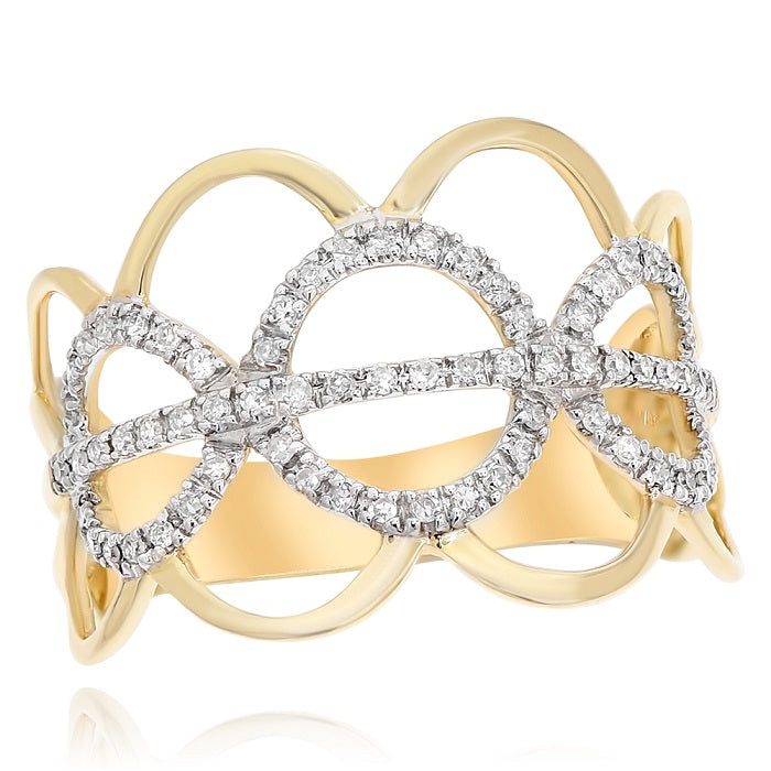 0.26 ct. Diamond 14K Yellow Gold Circular Love Knot Wide Ring