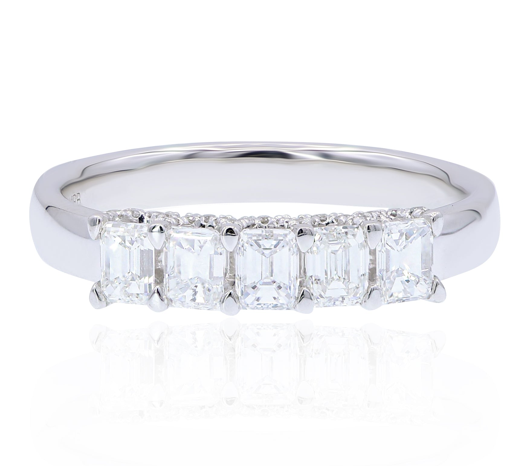 1.09 ct. Diamond 18K White Gold Semi Eternity Band