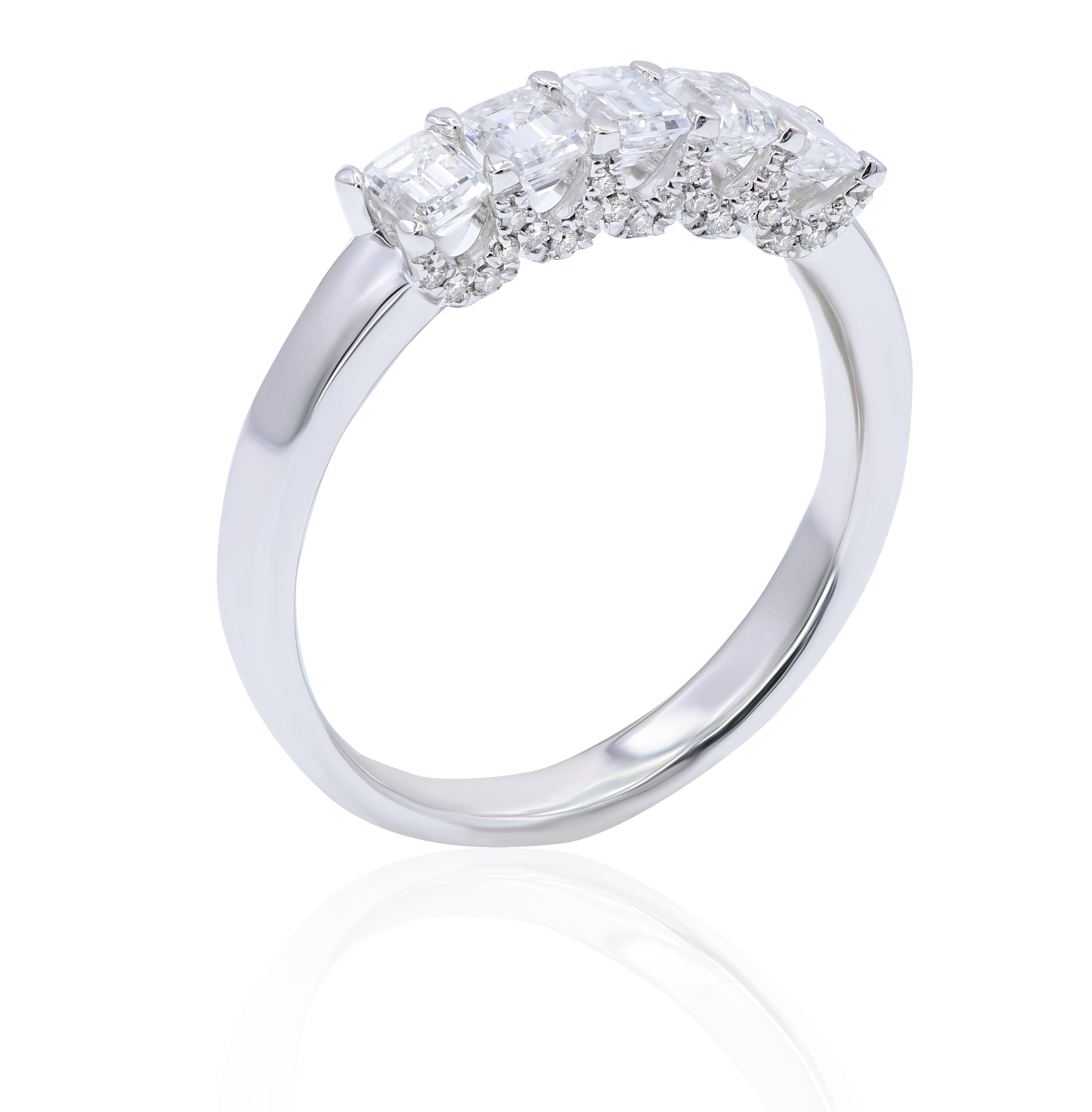 1.09 ct. Diamond 18K White Gold Semi Eternity Band