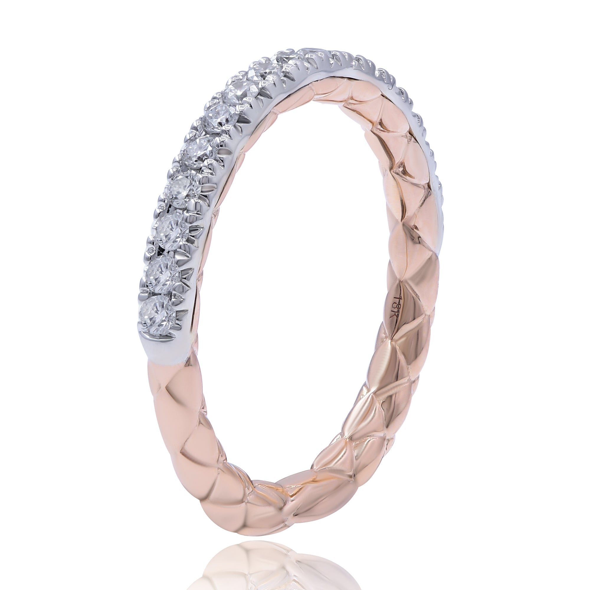 0.38 ct. Diamond 18K Two Tone Gold Swirl Eternity Ring