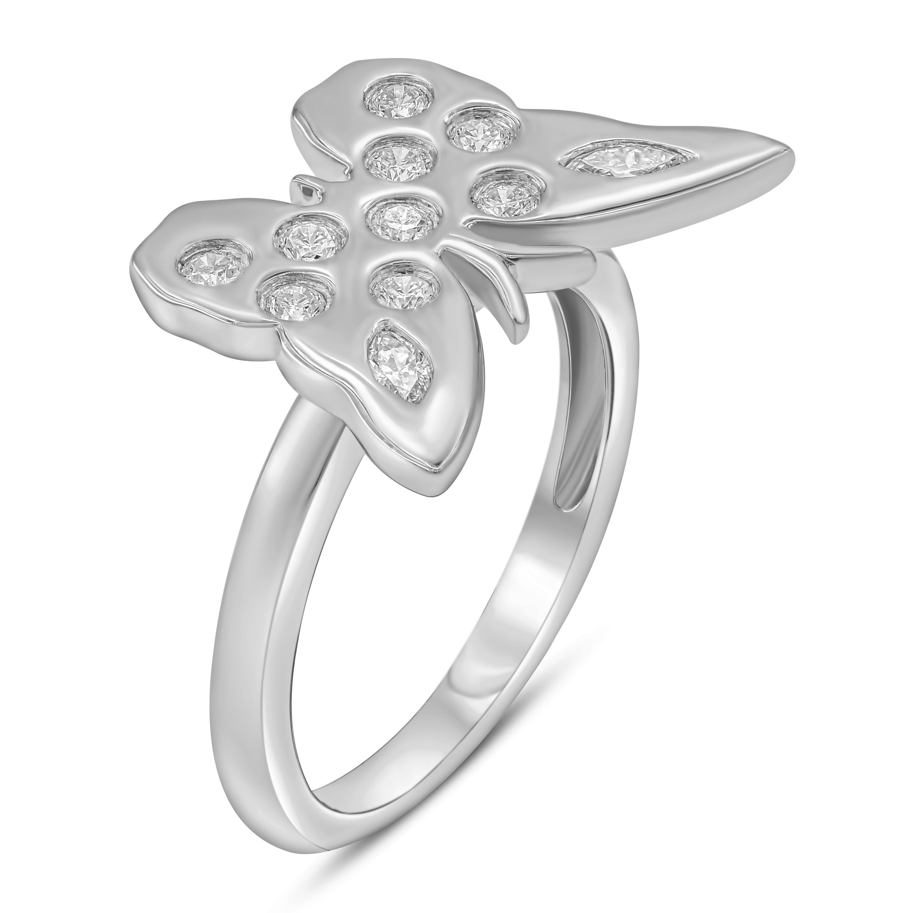 0.38 ct. Diamond 14K White Gold Butterfly Ring