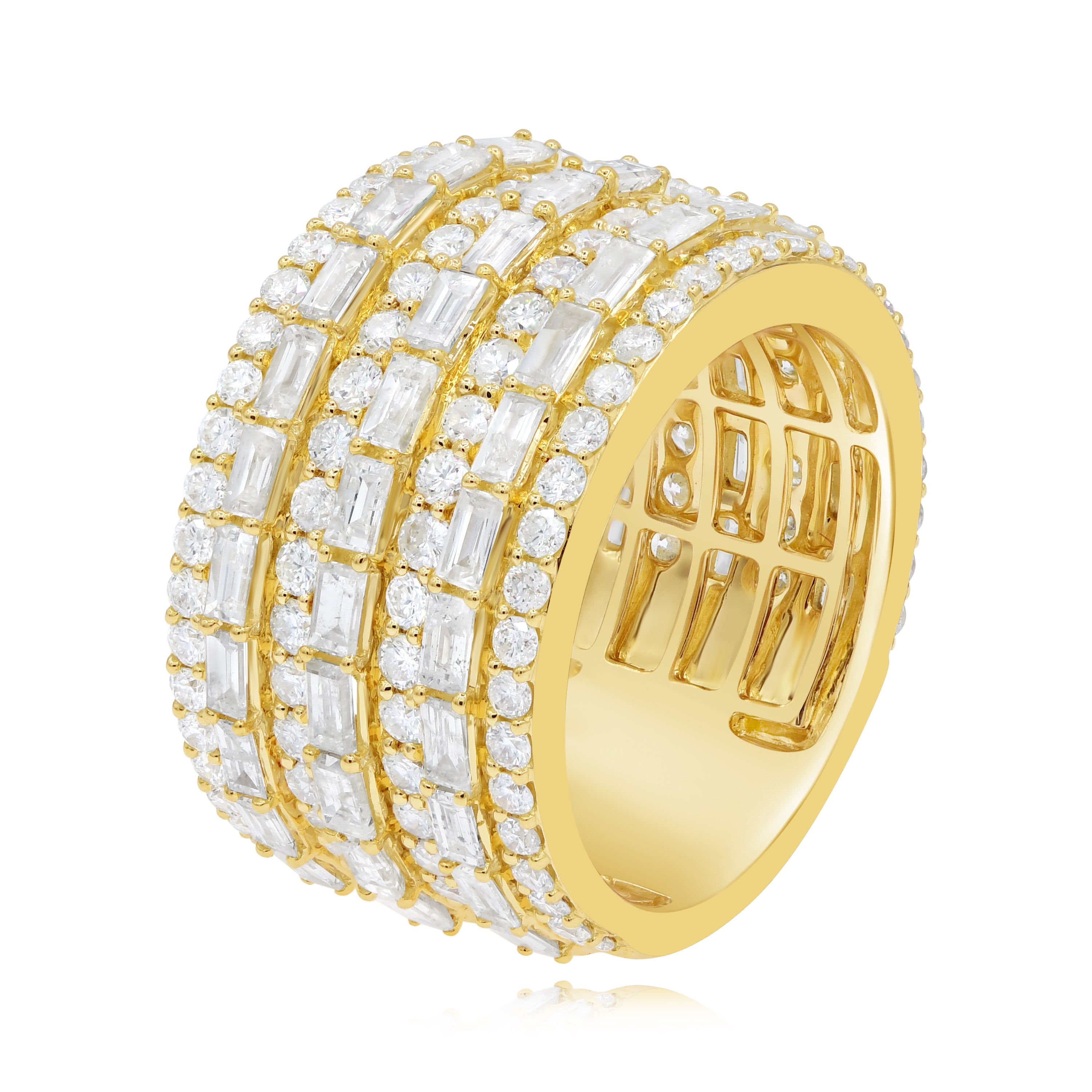 4.18 ct. Diamond 14K Yellow Gold Multi-Row Wide Band