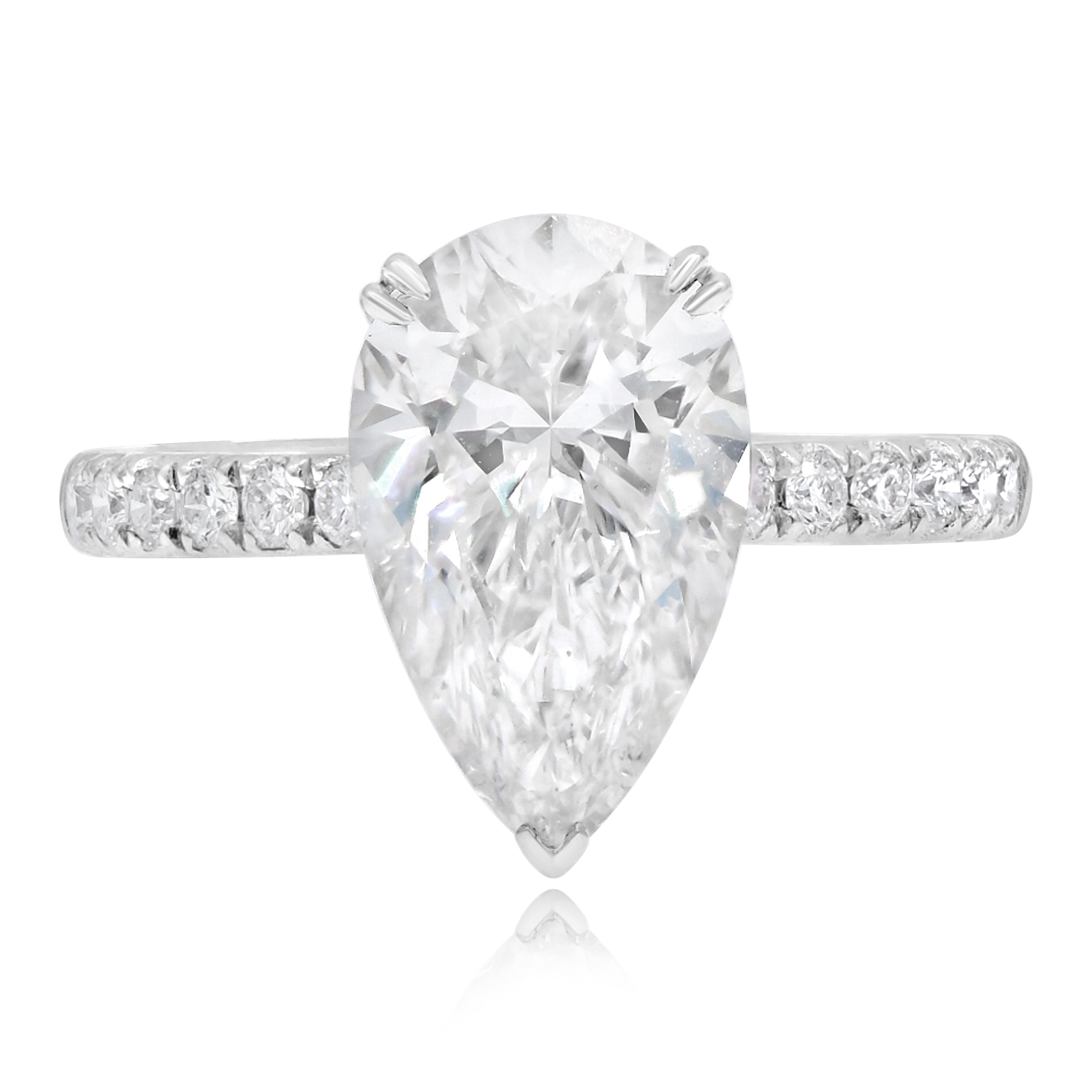 3.99 ct. Lab-Grown Diamond 14K White Gold Pear Classic Hidden Halo Pave Ring