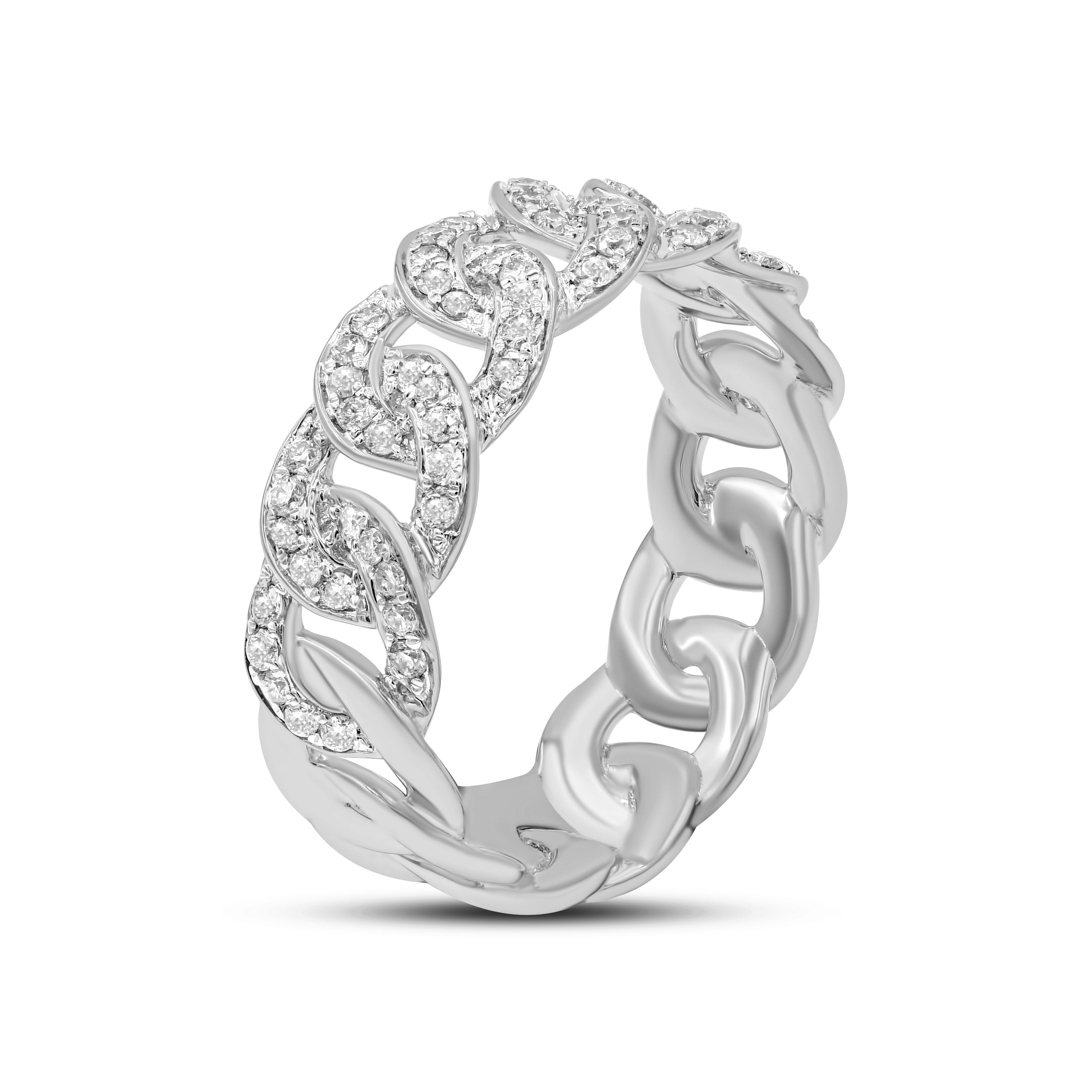 0.61 ct. Diamond 14K White Gold Cuban Link Ring