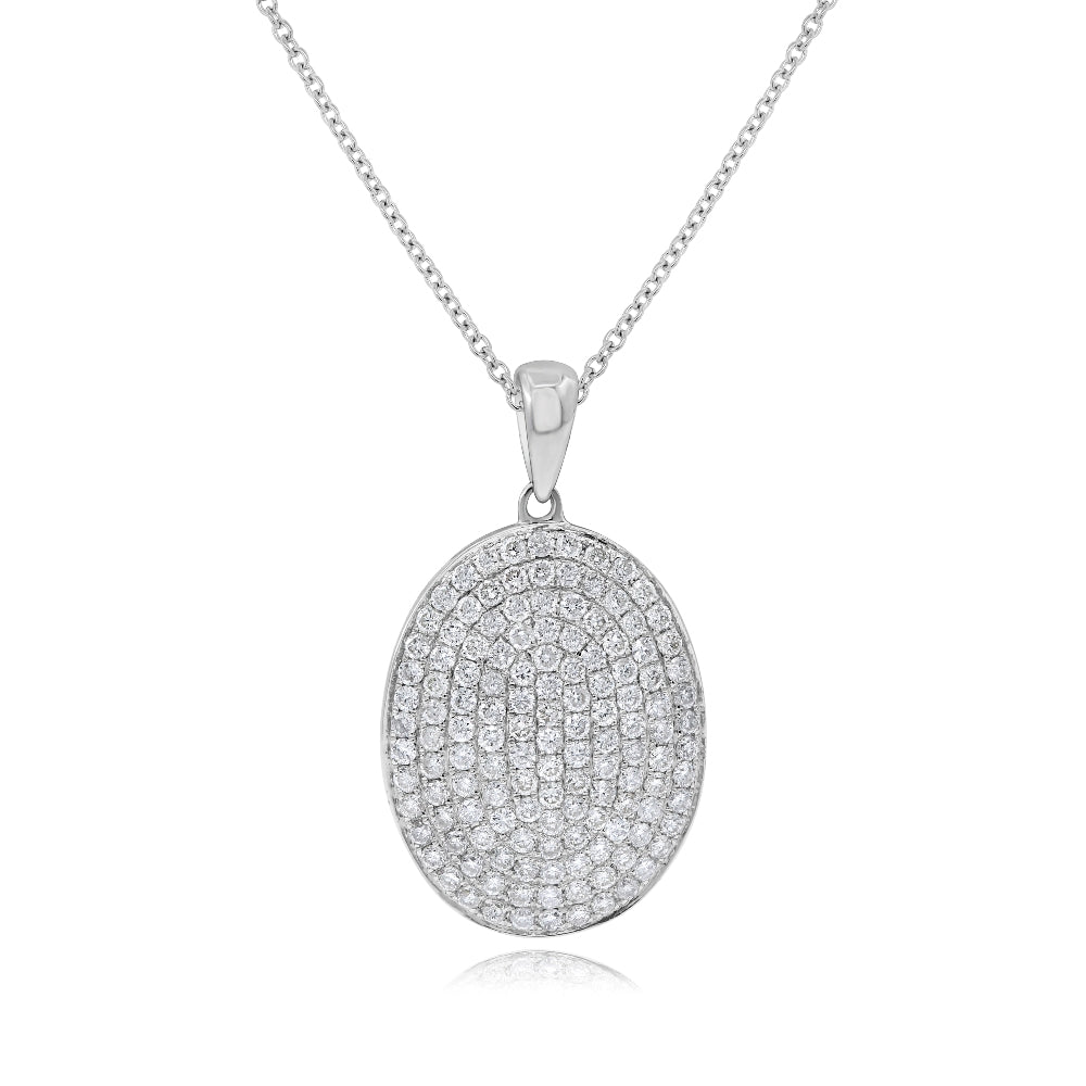 1.11 ct. Diamond 18K White Gold Oval Pendant