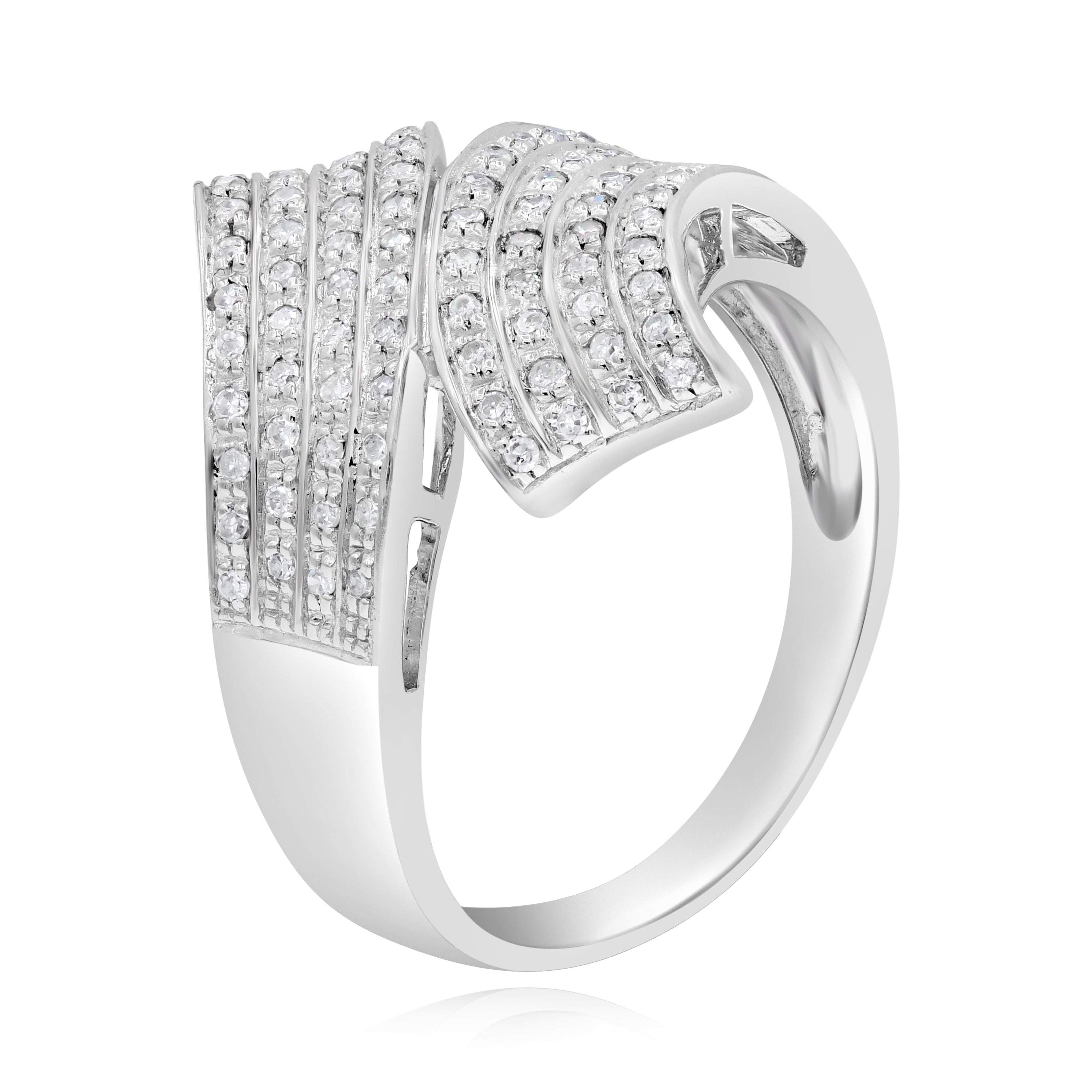 0.35 ct. Diamond 14K White Gold Bypass Multi-Row Ring