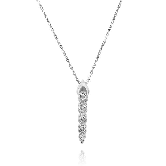 0.1 ct. Diamond 14K White Gold Linear Journey Pendant