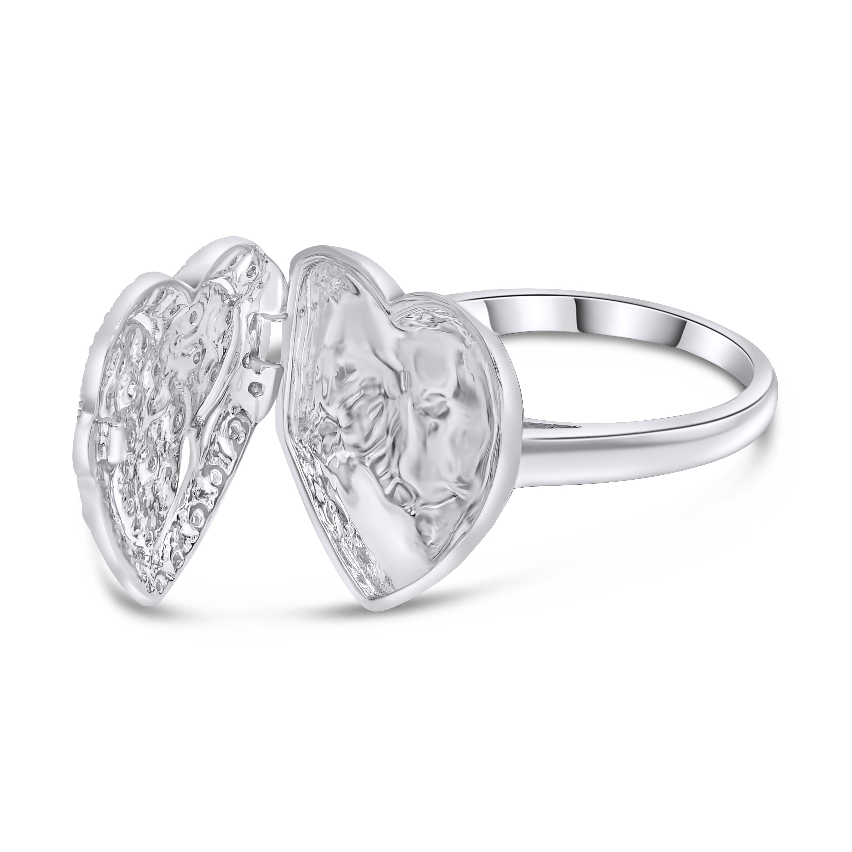 0.15 ct. Diamond 14K White Gold Heart Shaped Locket Ring