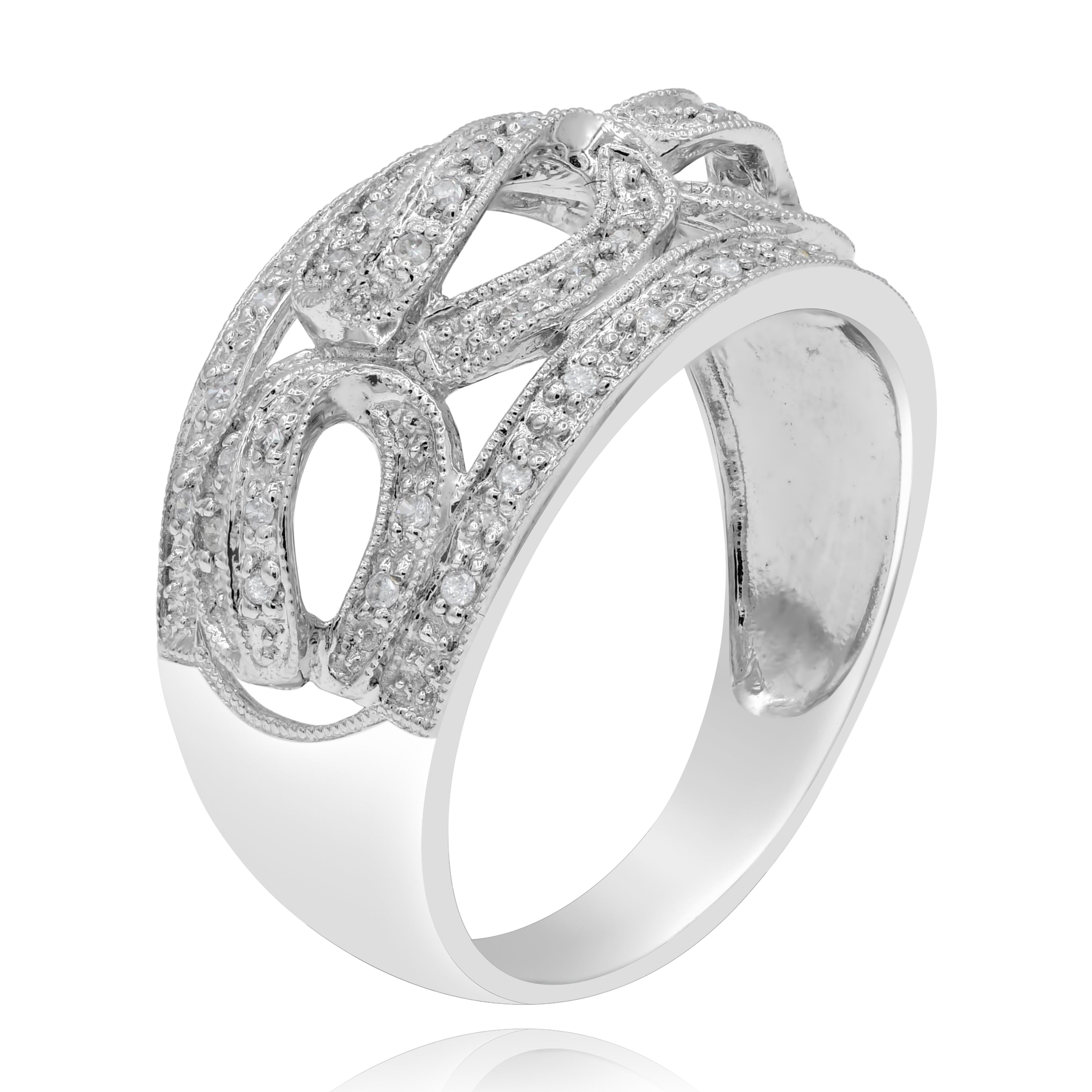 0.3 ct. Diamond 14K White Gold Scroll Ring