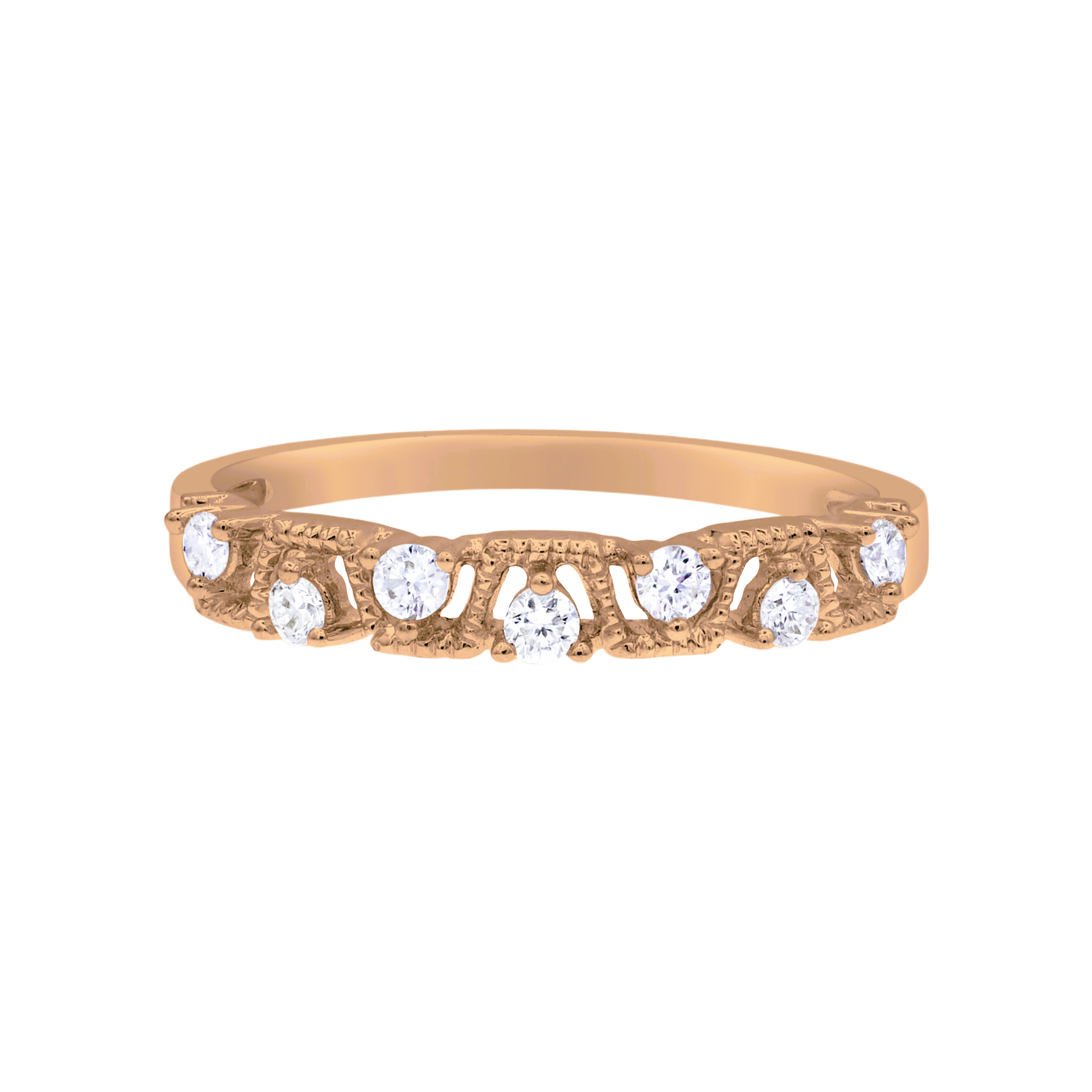 0.2 ct. Diamond 14K Rose Gold Milgrain Band