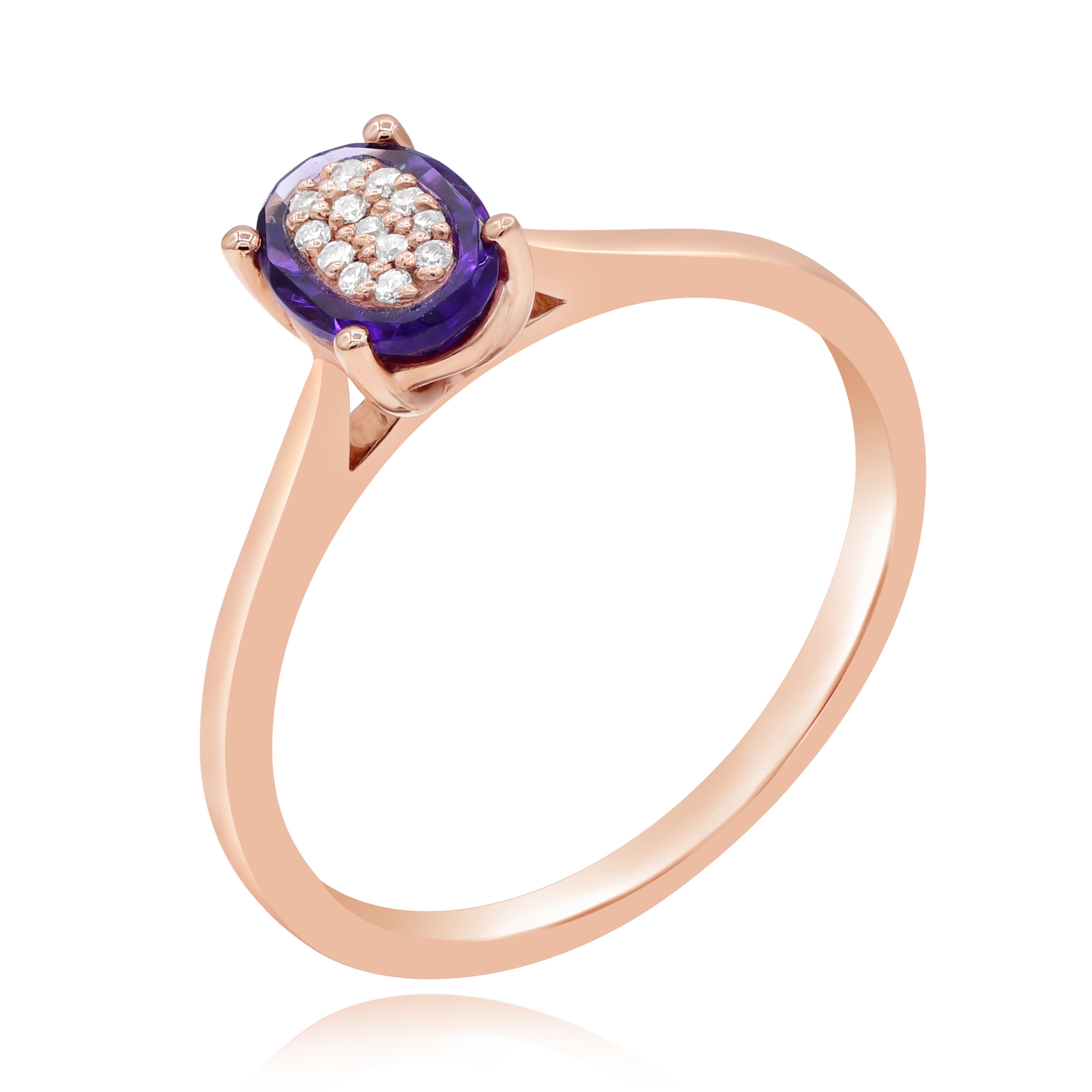 0.73 ct. Amethyst & 0.04 ct. Diamond 14K Rose Gold Ring