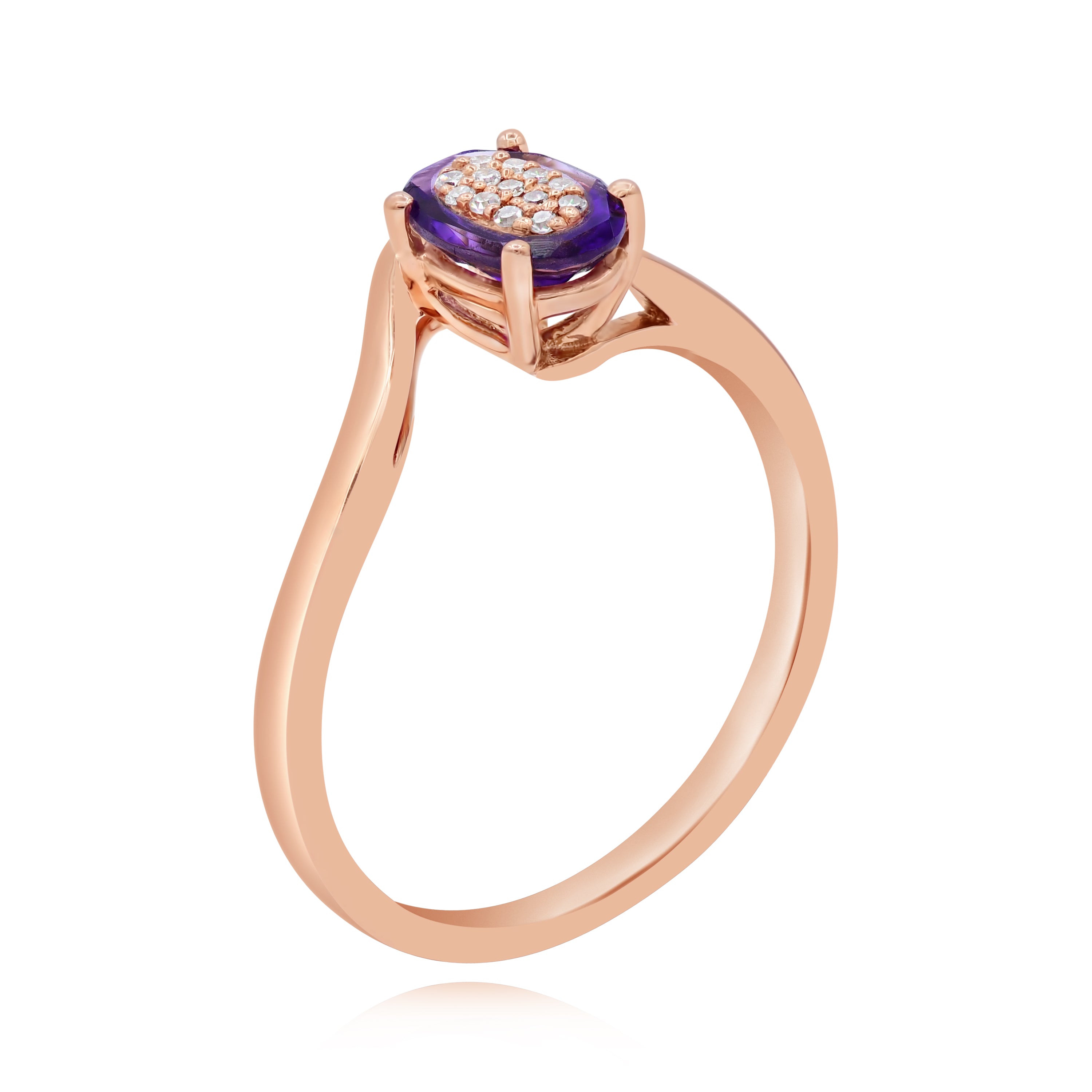 0.68 ct. Amethyst & 0.04 ct. Diamond 14K Rose Gold Ring