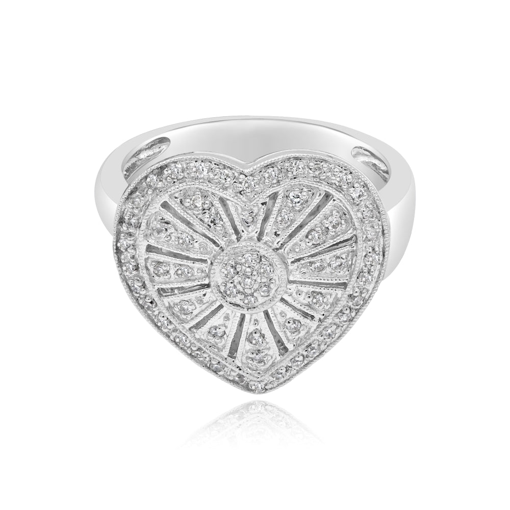 0.23 ct. Diamond 14K White Gold Heart-Shaped Locket Ring