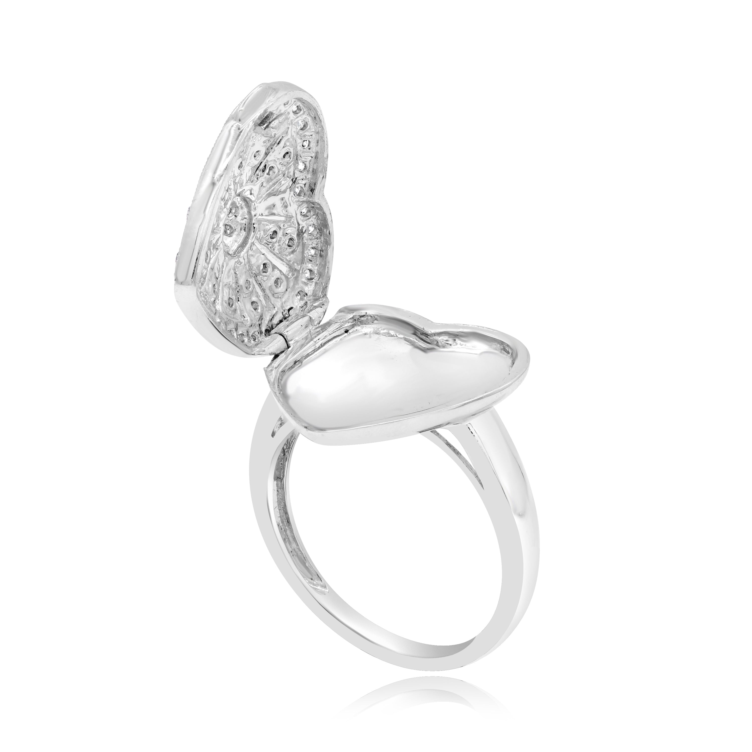 0.23 ct. Diamond 14K White Gold Heart-Shaped Locket Ring