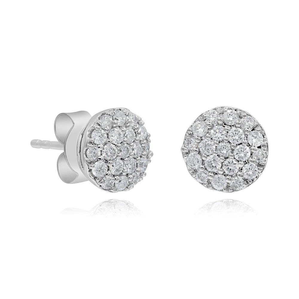 0.99 ct. Diamond 14K White Gold Cluster Stud Earrings