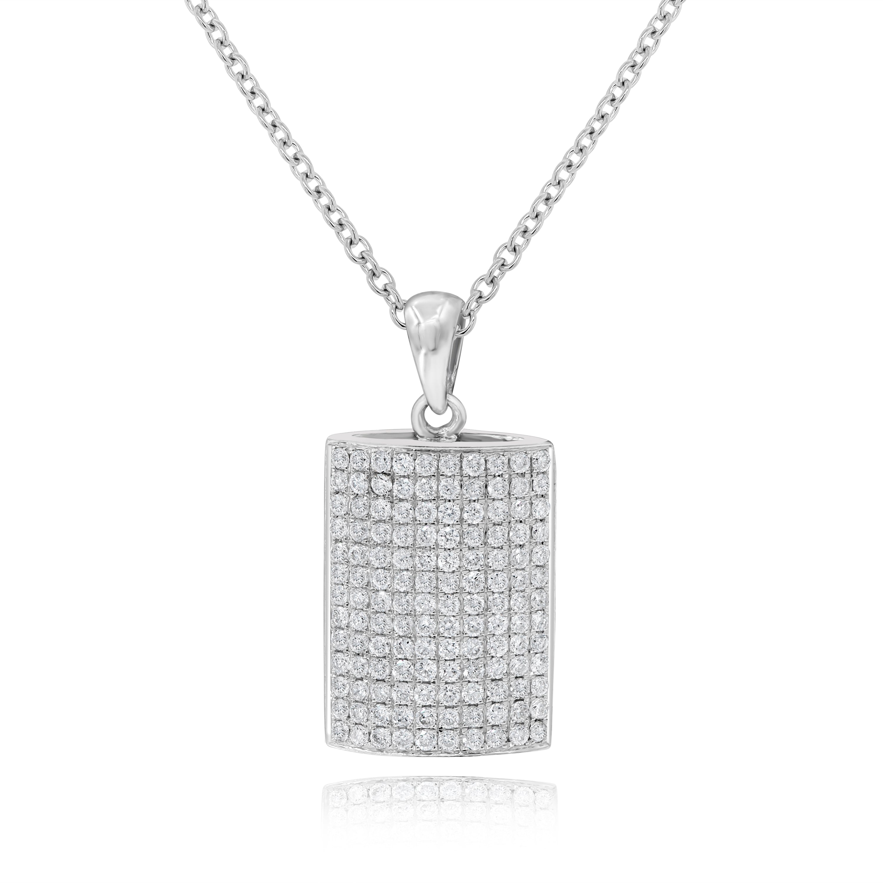 0.9 ct. Diamond 14K White Gold Micro Pave Square Pendant