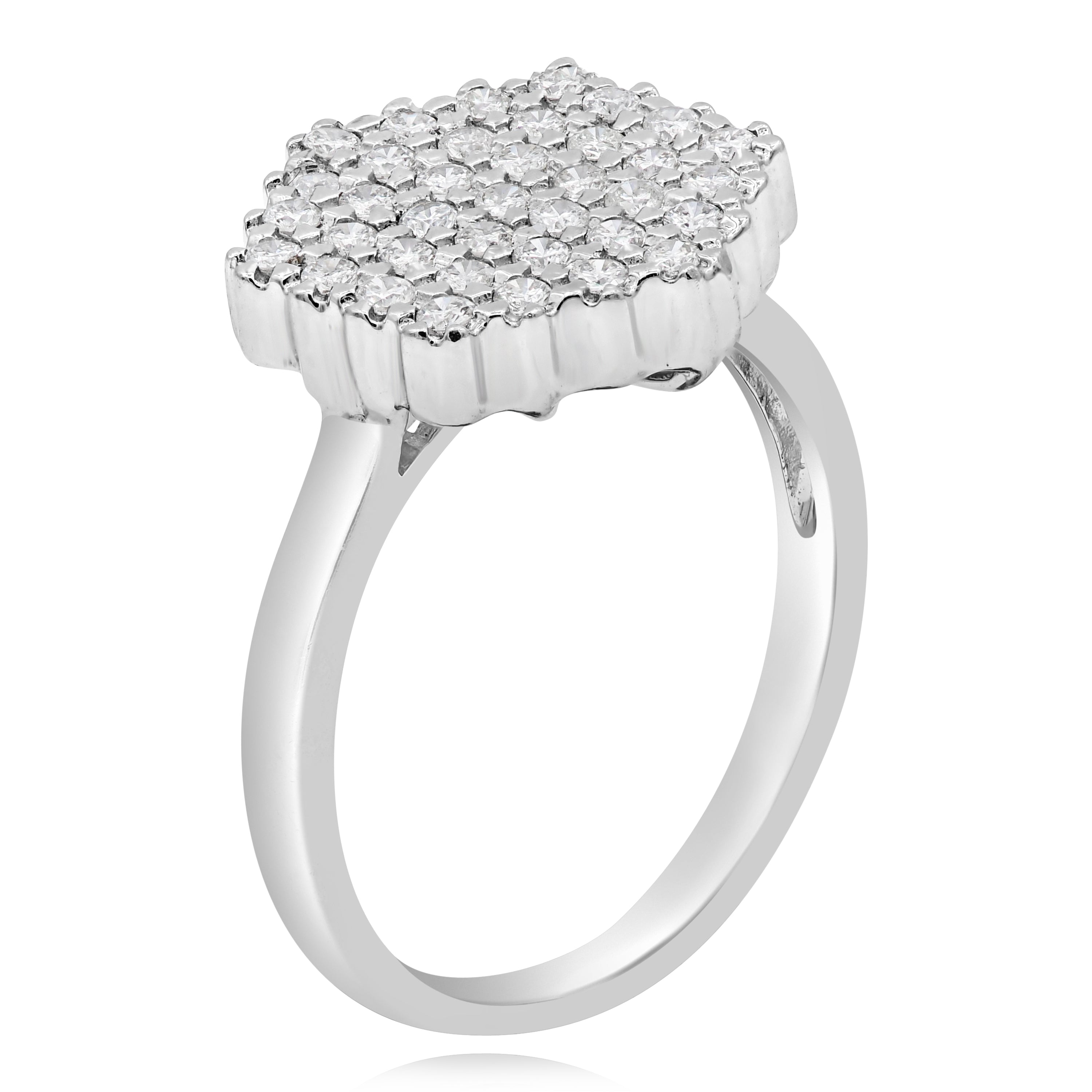 0.46 ct. Diamond 14K White Gold Hexagon Pave Cluster Ring