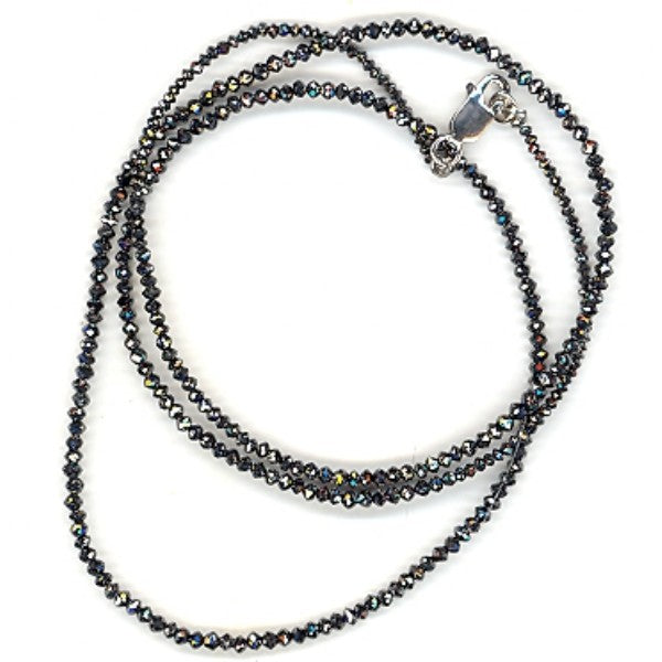 18.86 ct. Black Diamond Bead 18K White Gold Necklace 20"