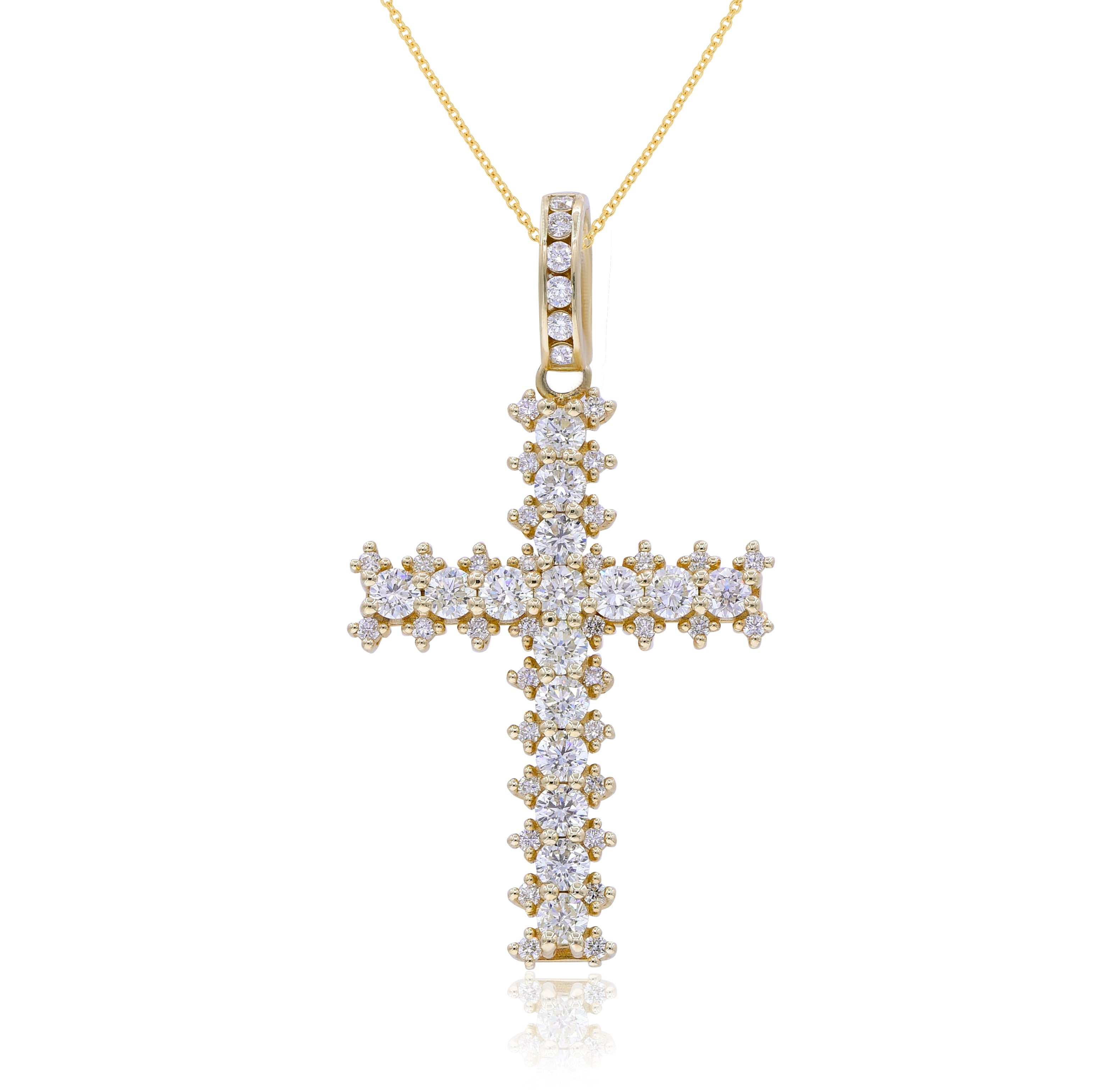 2.36 ct. Diamond 14K Yellow Gold Cross Pendant