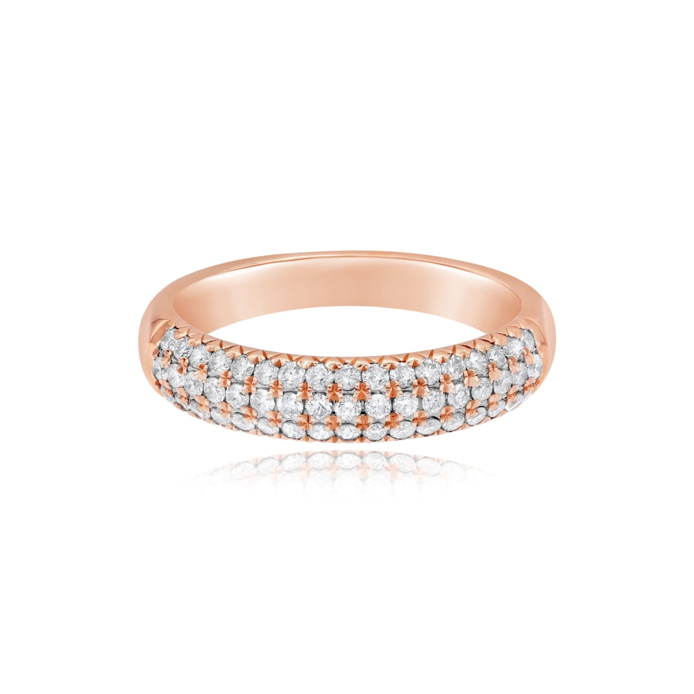 0.5 ct. Diamond 14K Rose Gold 3 Rows Half Eternity Band