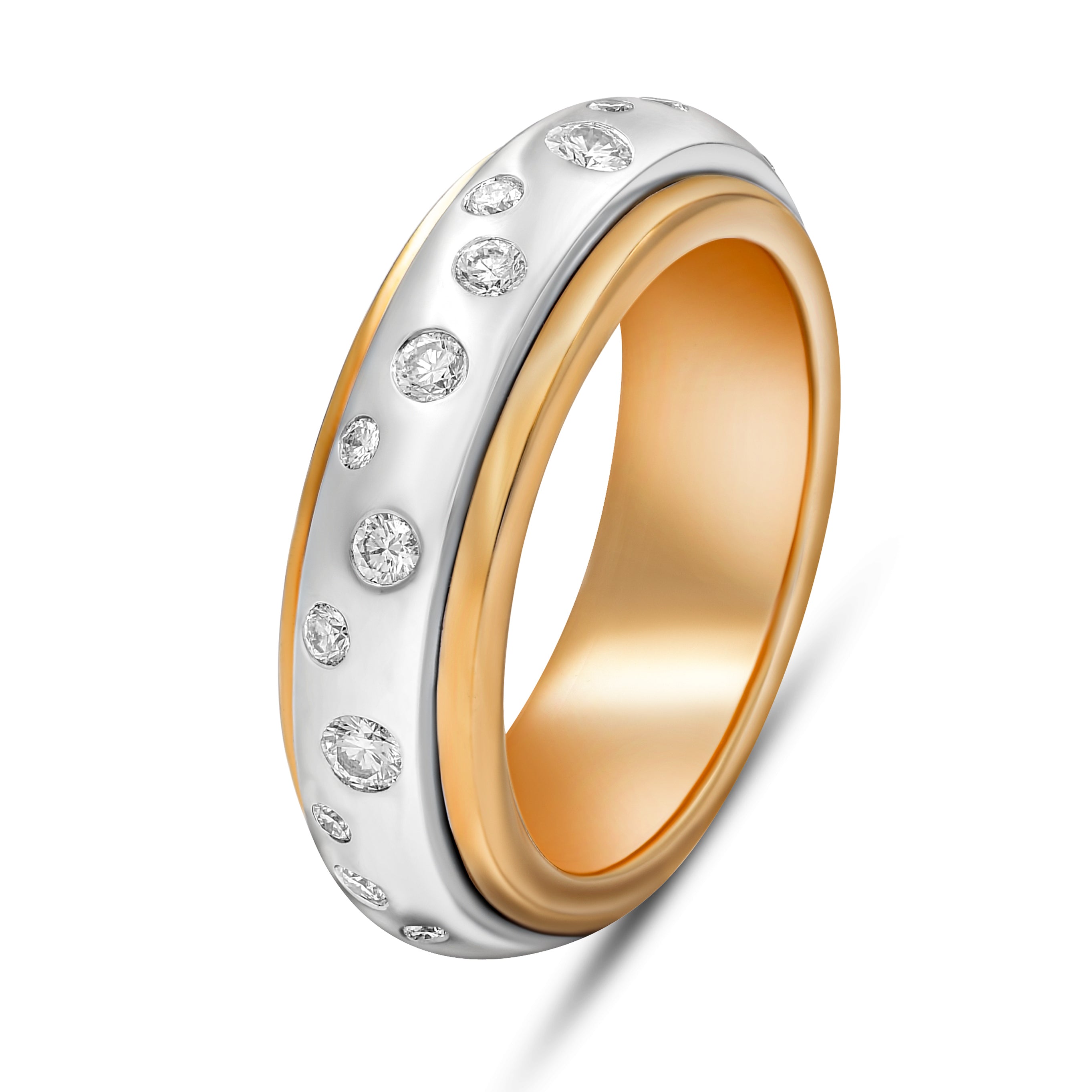 0.55 ct. Diamond 18K Two Tone Gold Spinning Ring