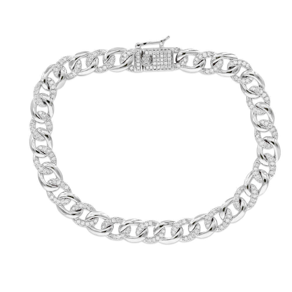 1.61 ct. Diamond 14K White Gold Cuban Link Bracelet