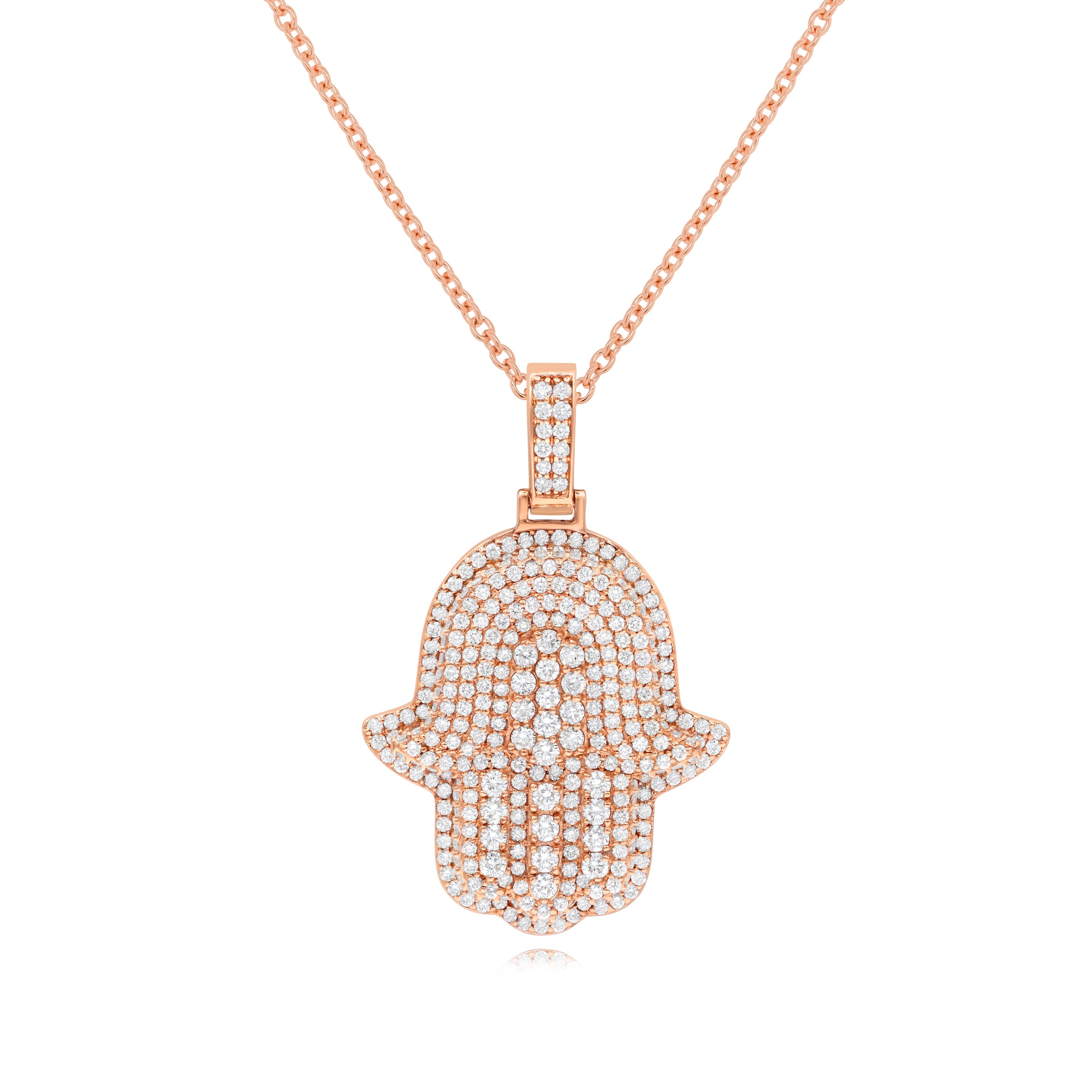 3.95 ct. Diamond 14K Rose Gold Hamsa Pendant