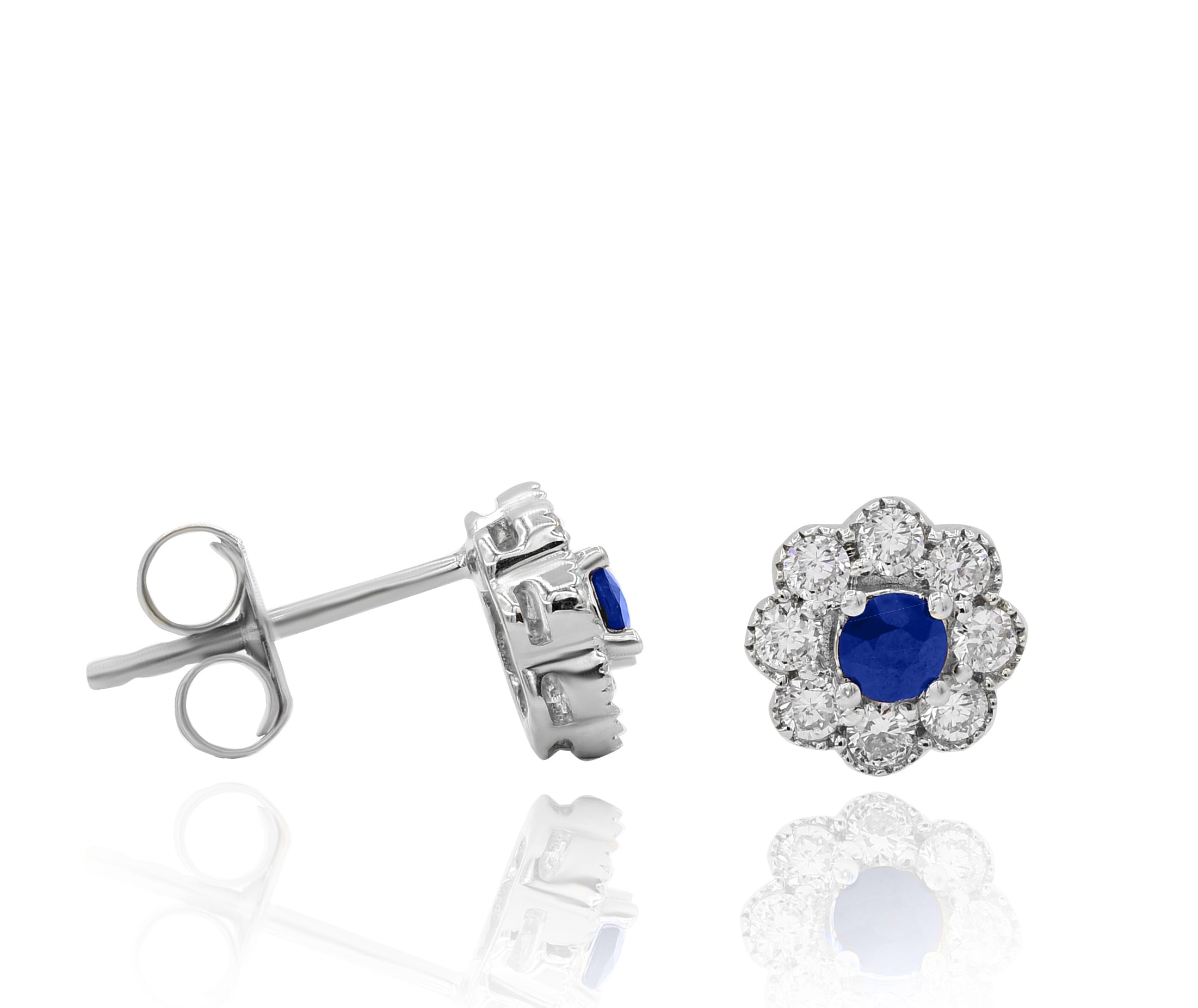 0.32 ct. Sapphire & 0.39 ct. Diamond 14K White Gold Floret Stuf Earrings