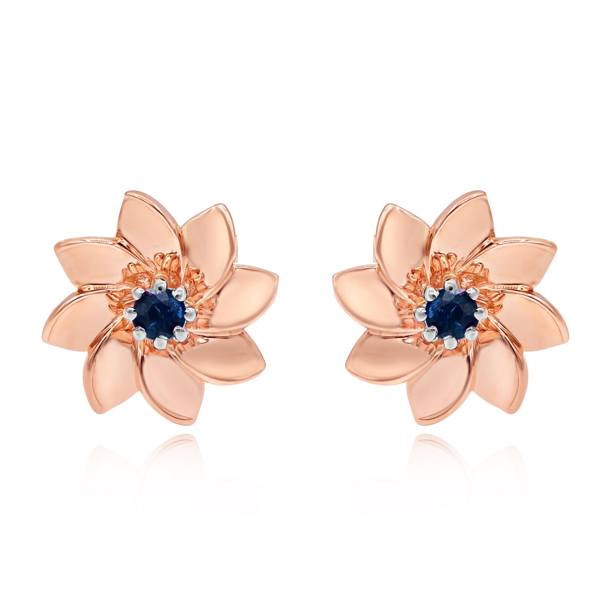 0.17 ct. Sapphire 14K Rose Gold Flower Stud Earrings