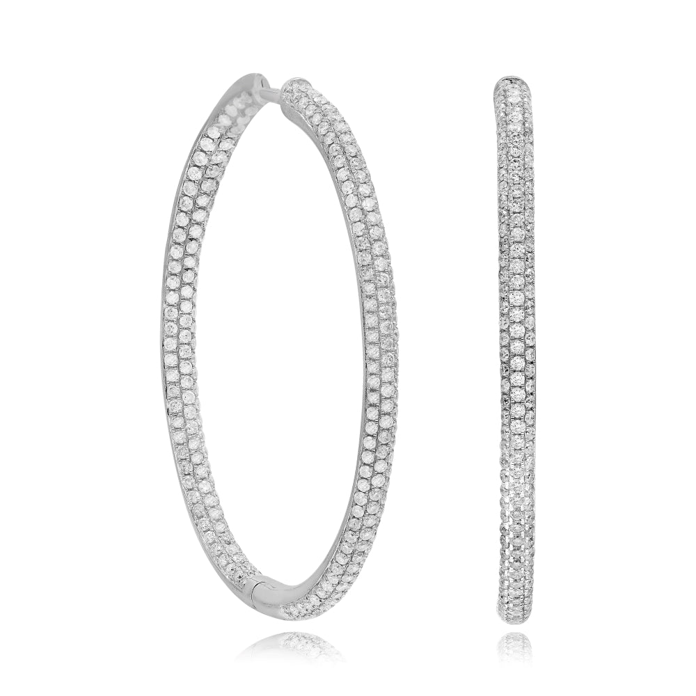 1.95 ct. Diamond 14K White Gold Hoop Earrings