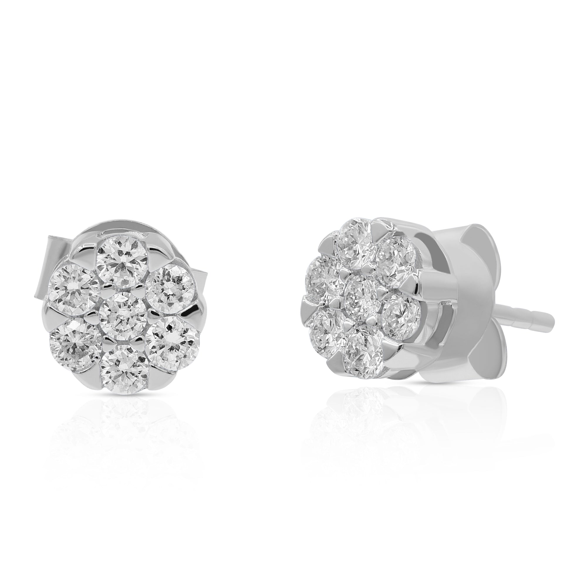 0.5 ct. Diamond 14K White Gold Cluster Stud Earrings