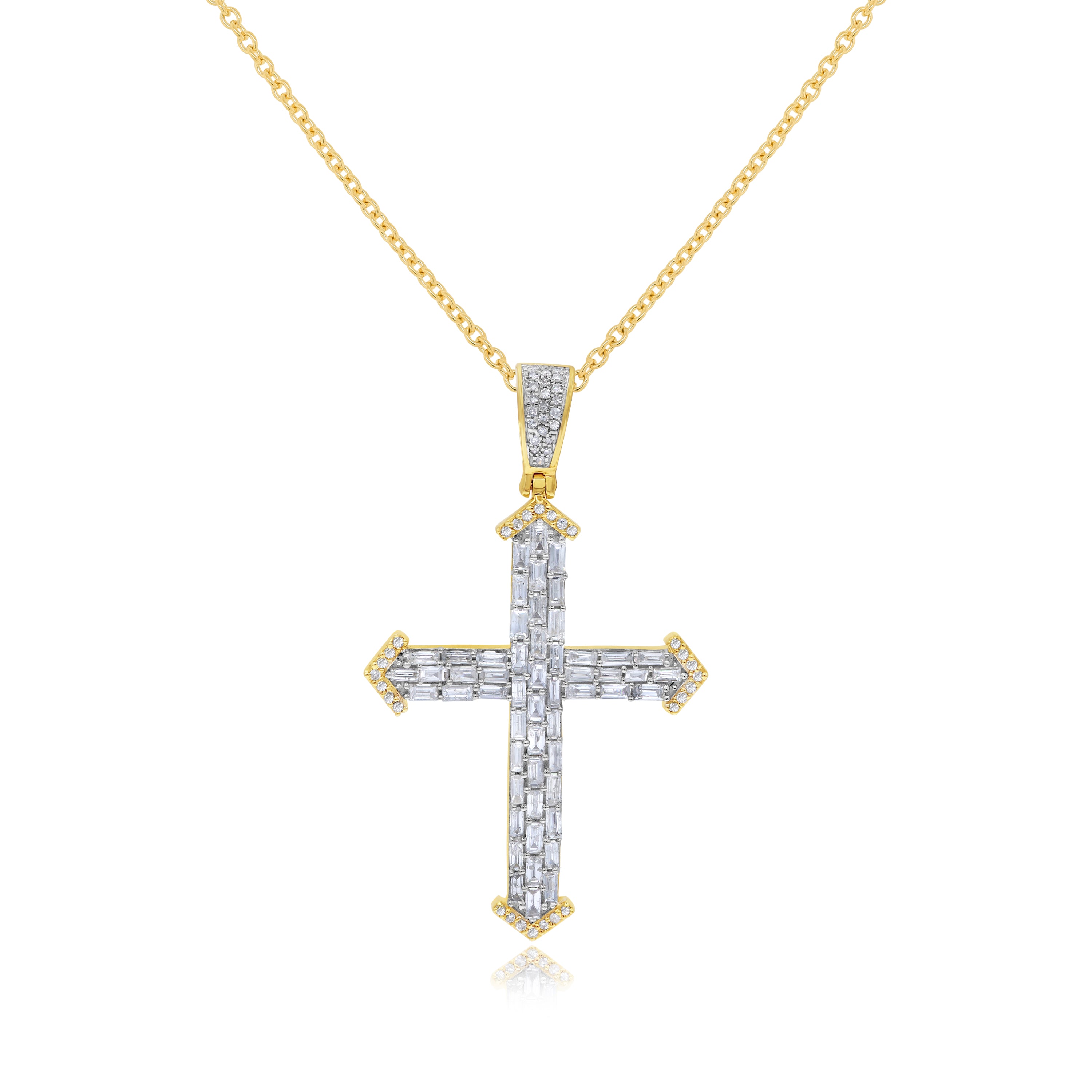 1.59 ct. Diamond 14K Two Tone Gold Cross Pendant