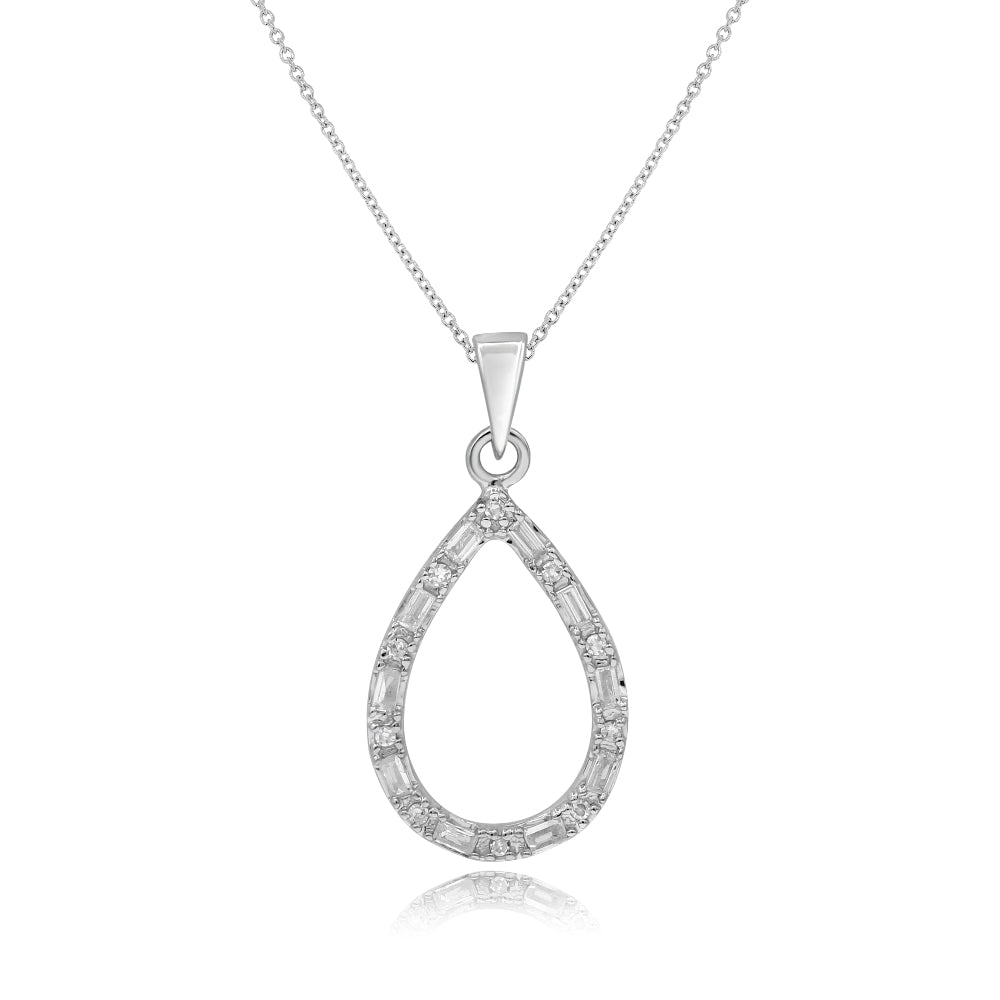 0.18 ct. Diamond 14K White Gold Open Teardrop Pave Pendant