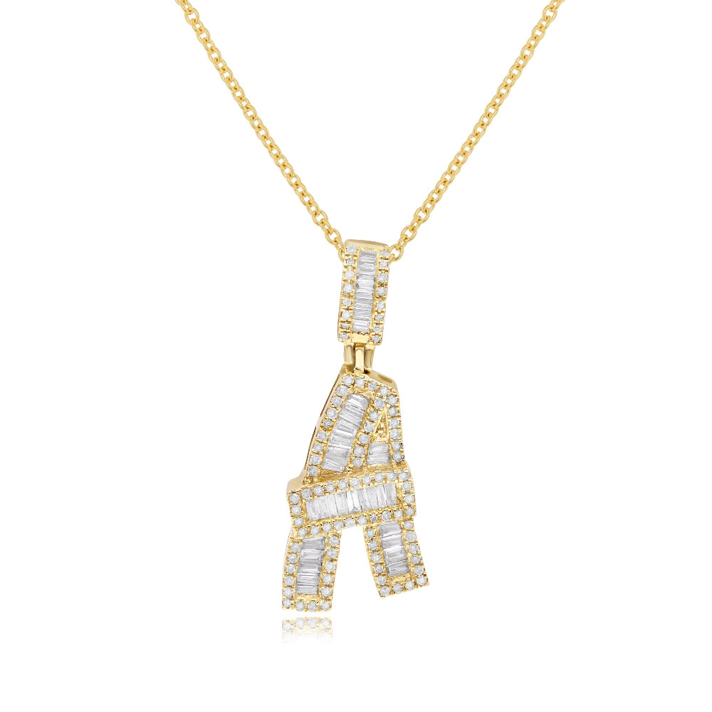 0.54 ct. Diamond 14K Yellow Gold 'A' Initial Pendant